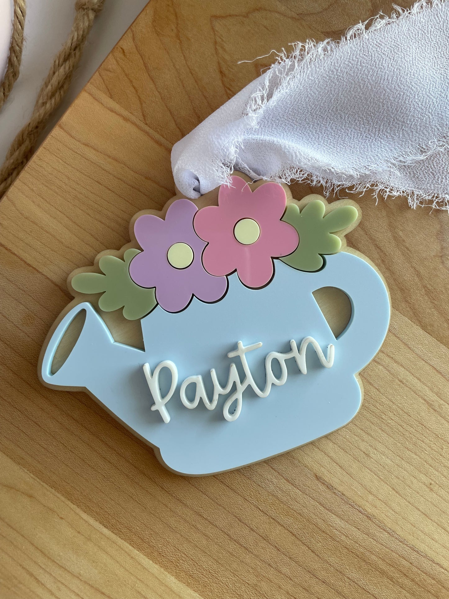 Blooming Watering Can Acrylic Gift Tag
