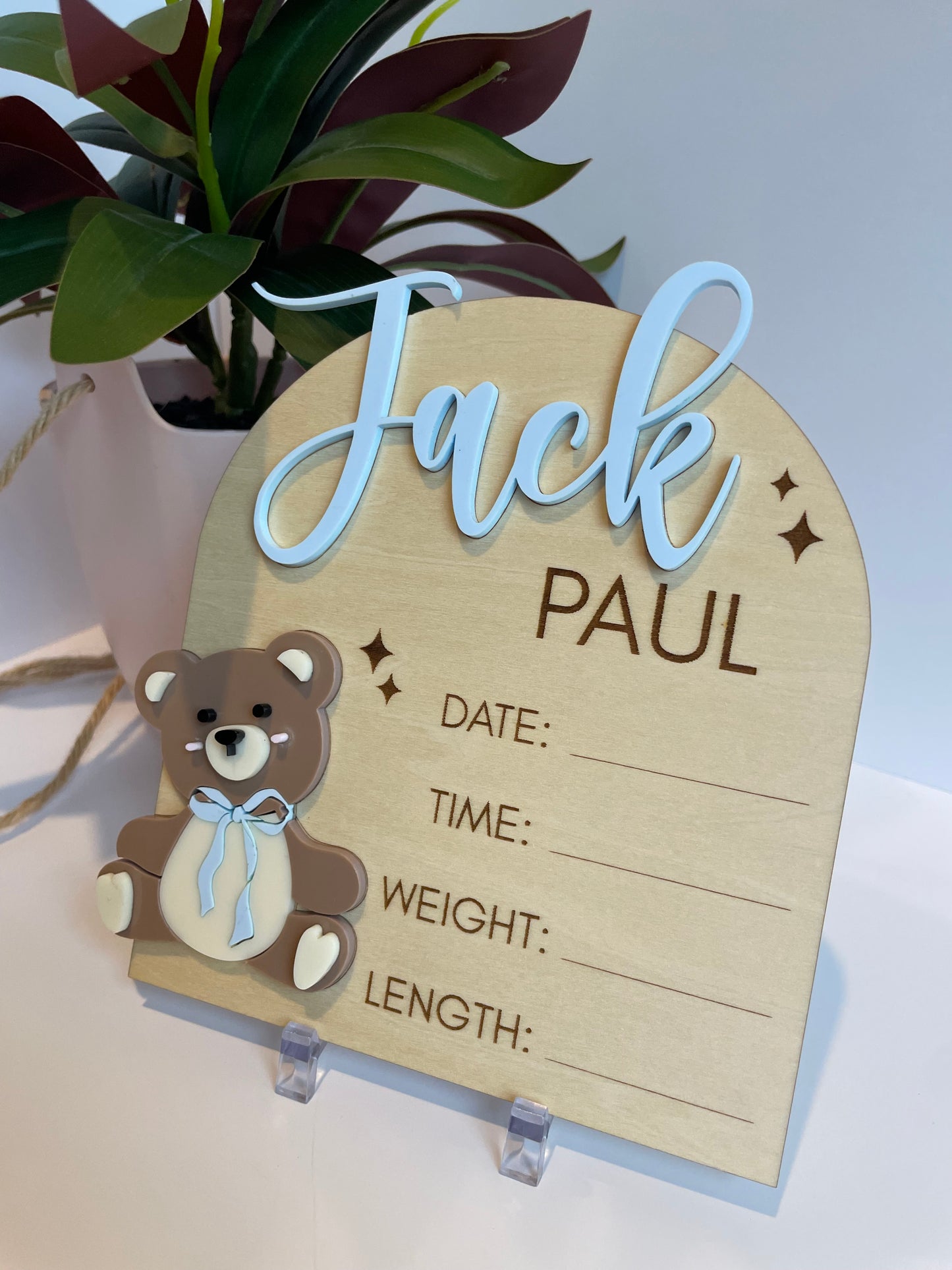 Custom Baby Announcement Teddy Bear Sign