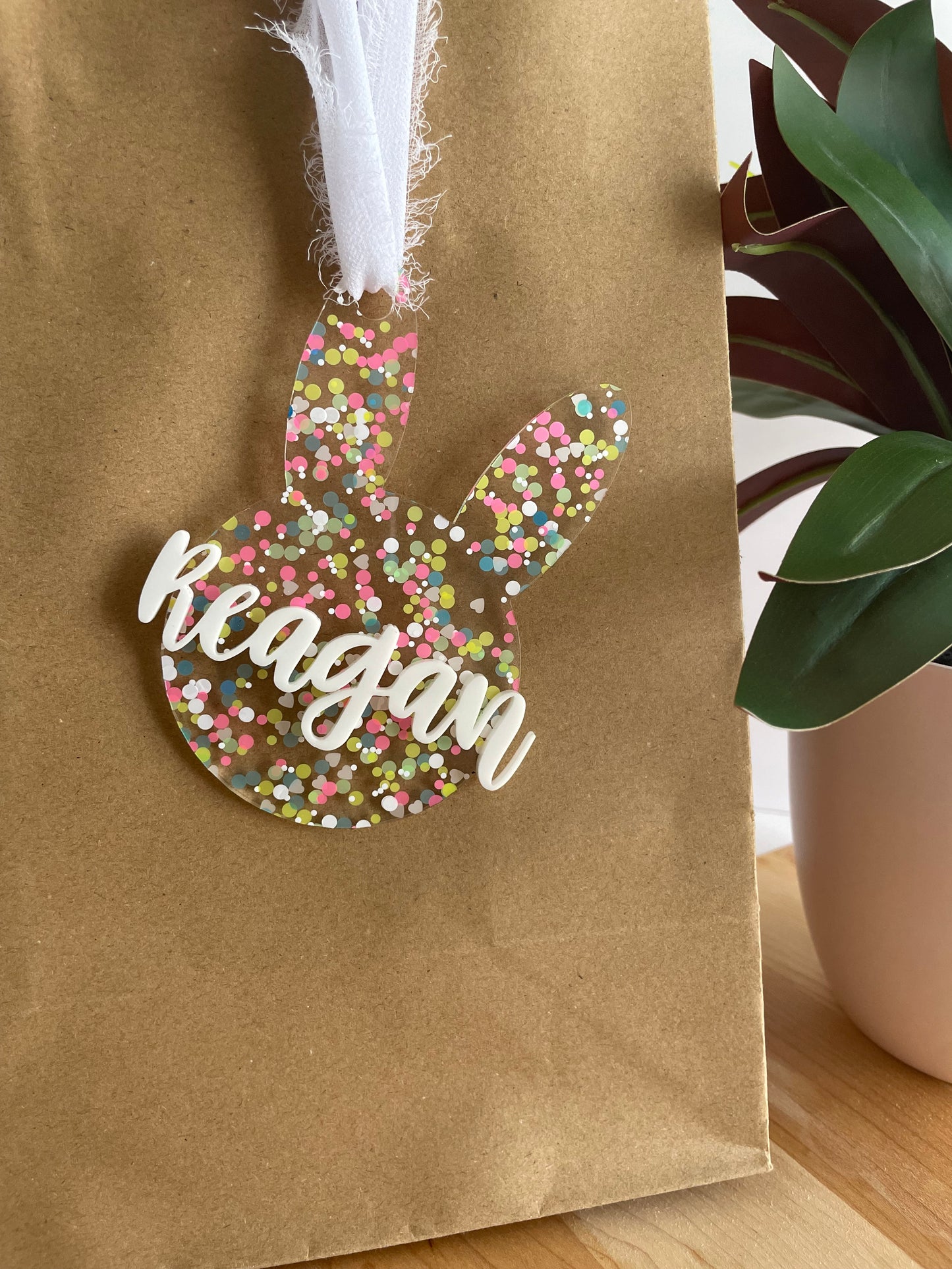 Pastel Confetti Bunny Gift Tag