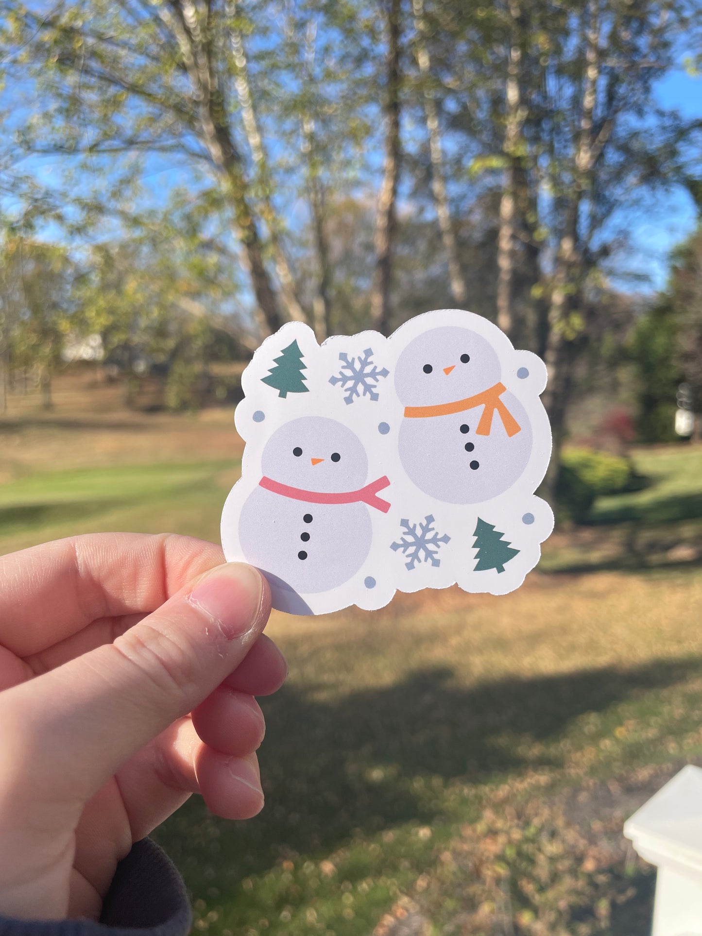 Winter Snowmen Holiday Matte Die Cut Sticker