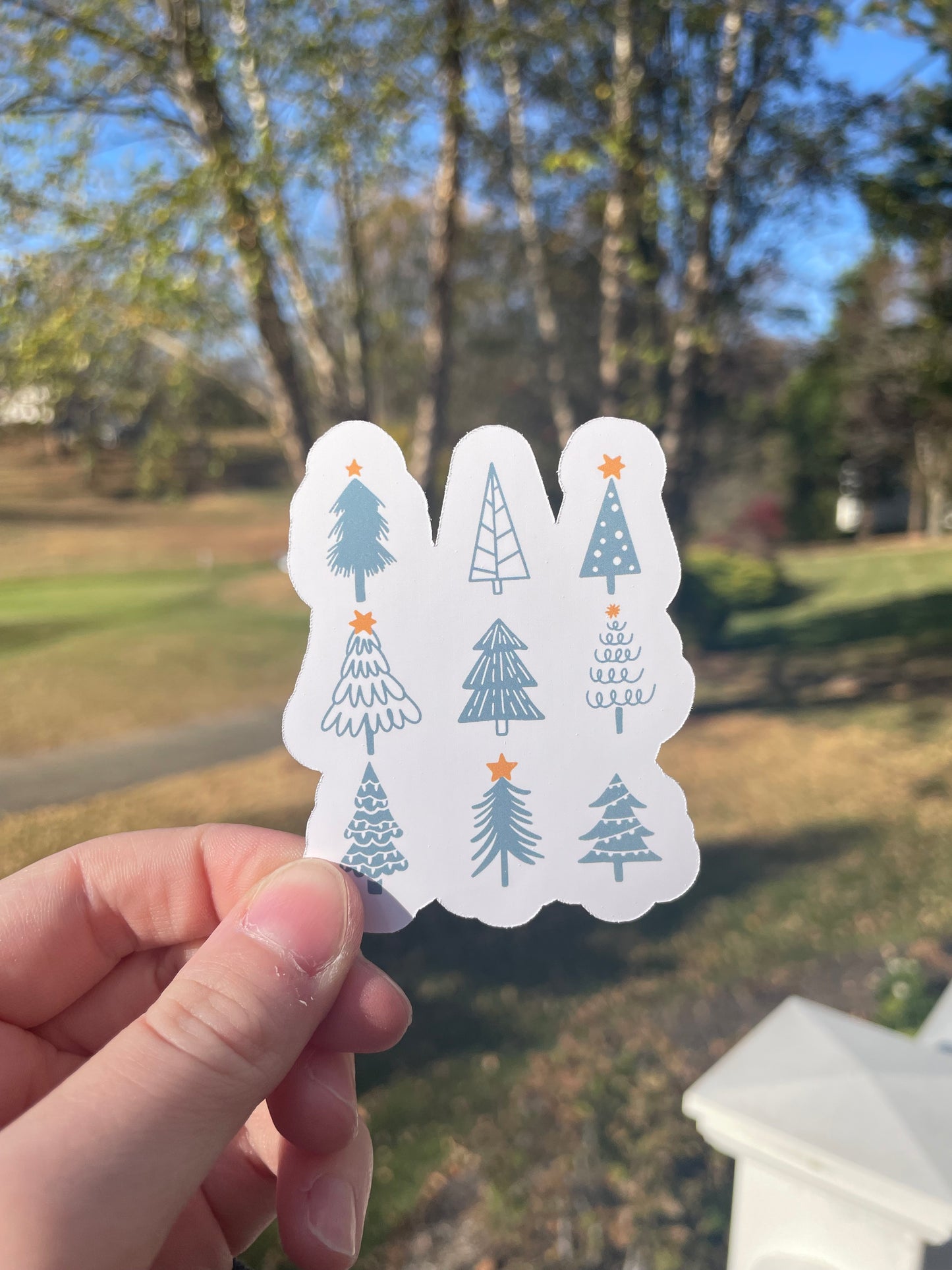 Adorable Christmas Trees Matte Die Cut Sticker