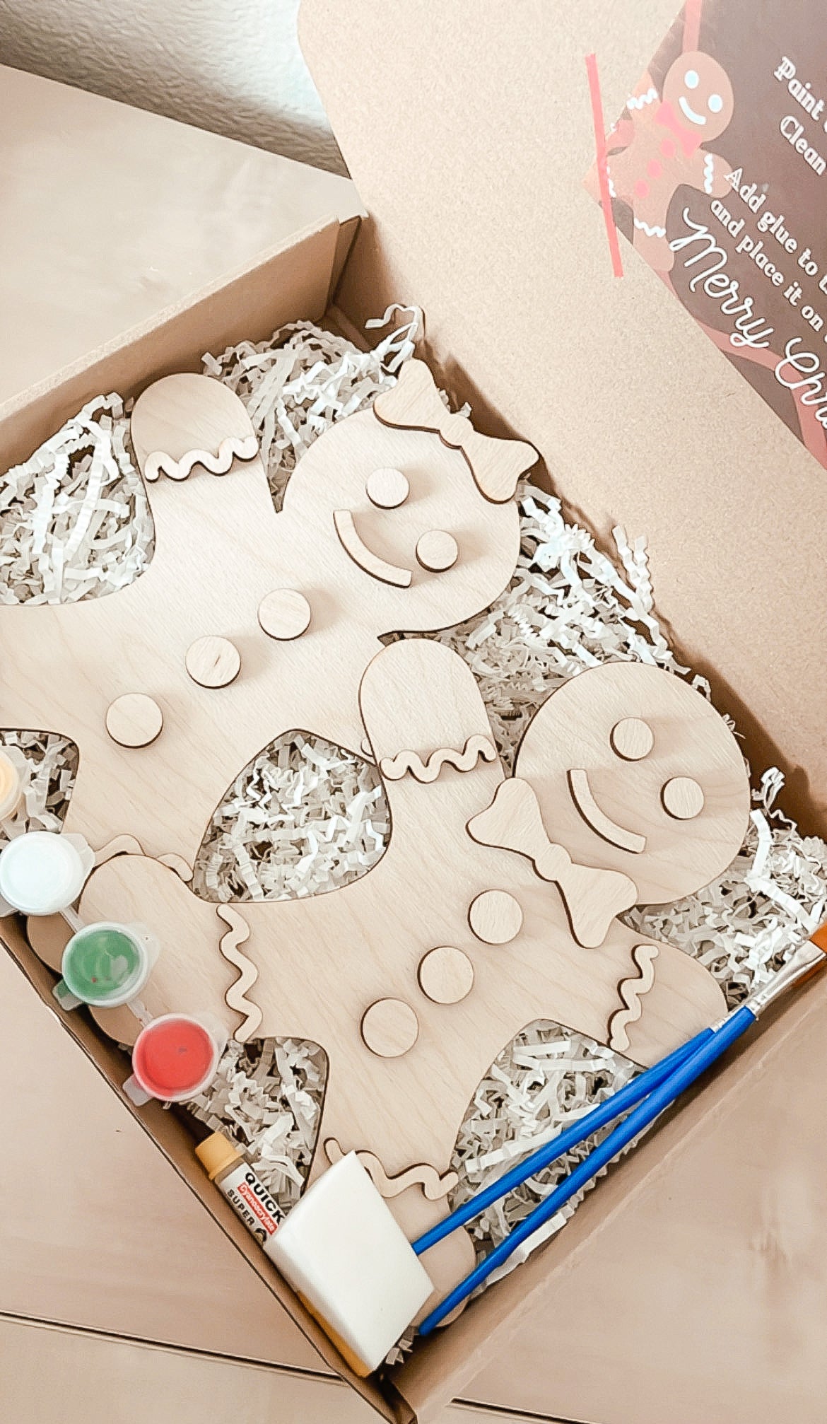 Paint Your Own Wooden Gingerbread Cookies with Paint and Paintbrushes Included