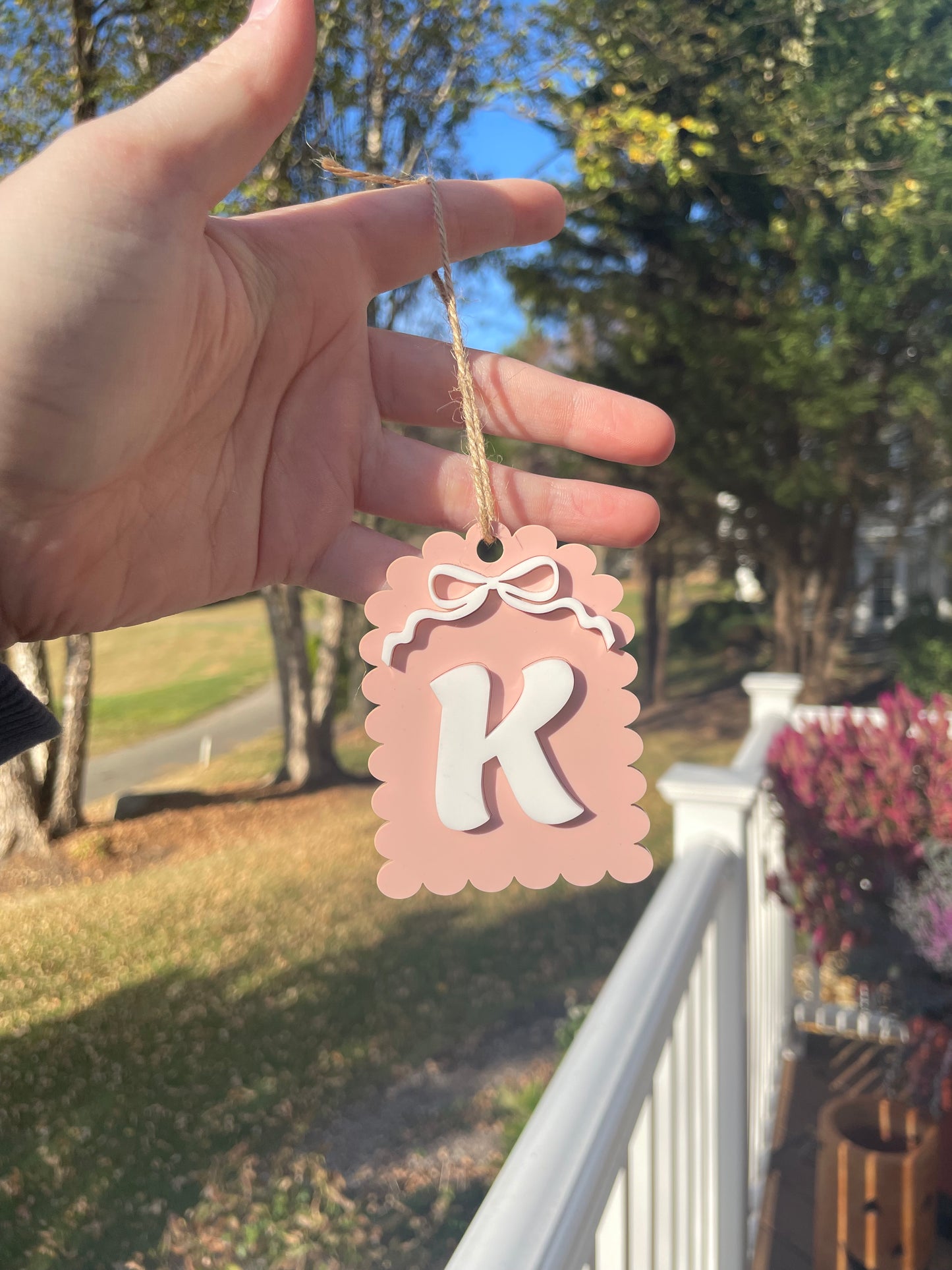 Scalloped Pastel Bow Gift Tag with Twine