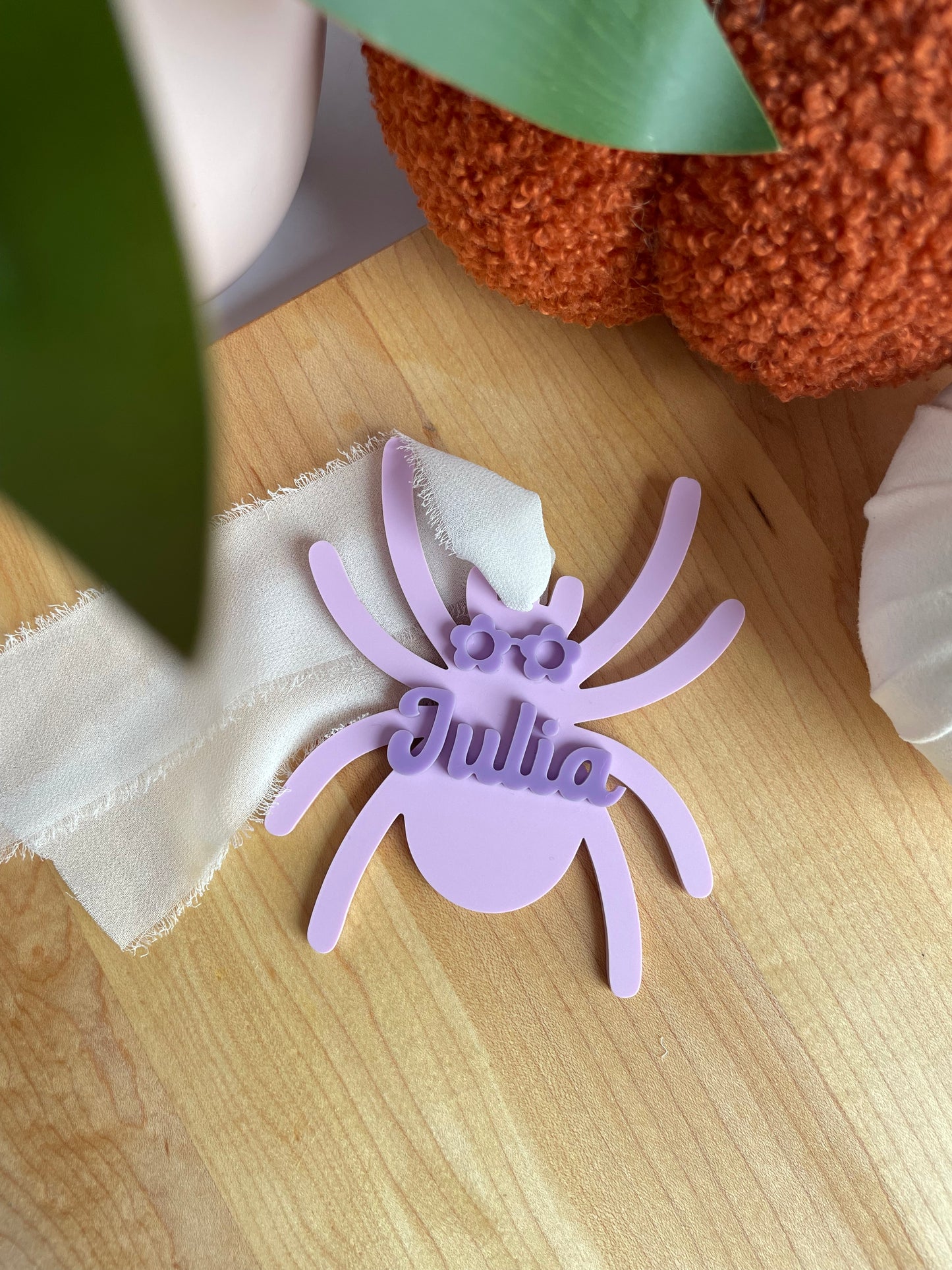 Spooky Purple Spider Acrylic Gift Tag