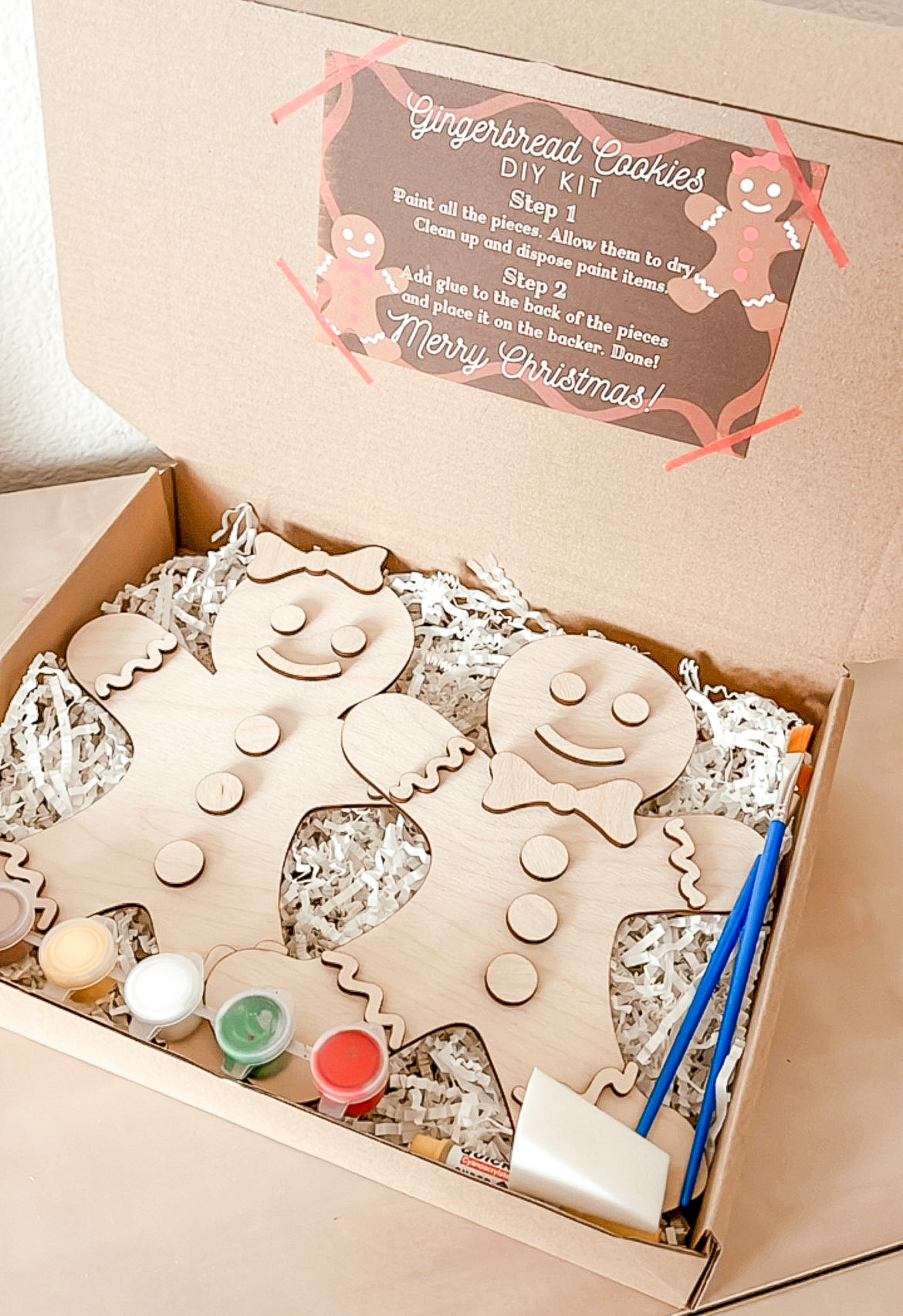 Paint Your Own Wooden Gingerbread Cookies with Paint and Paintbrushes Included