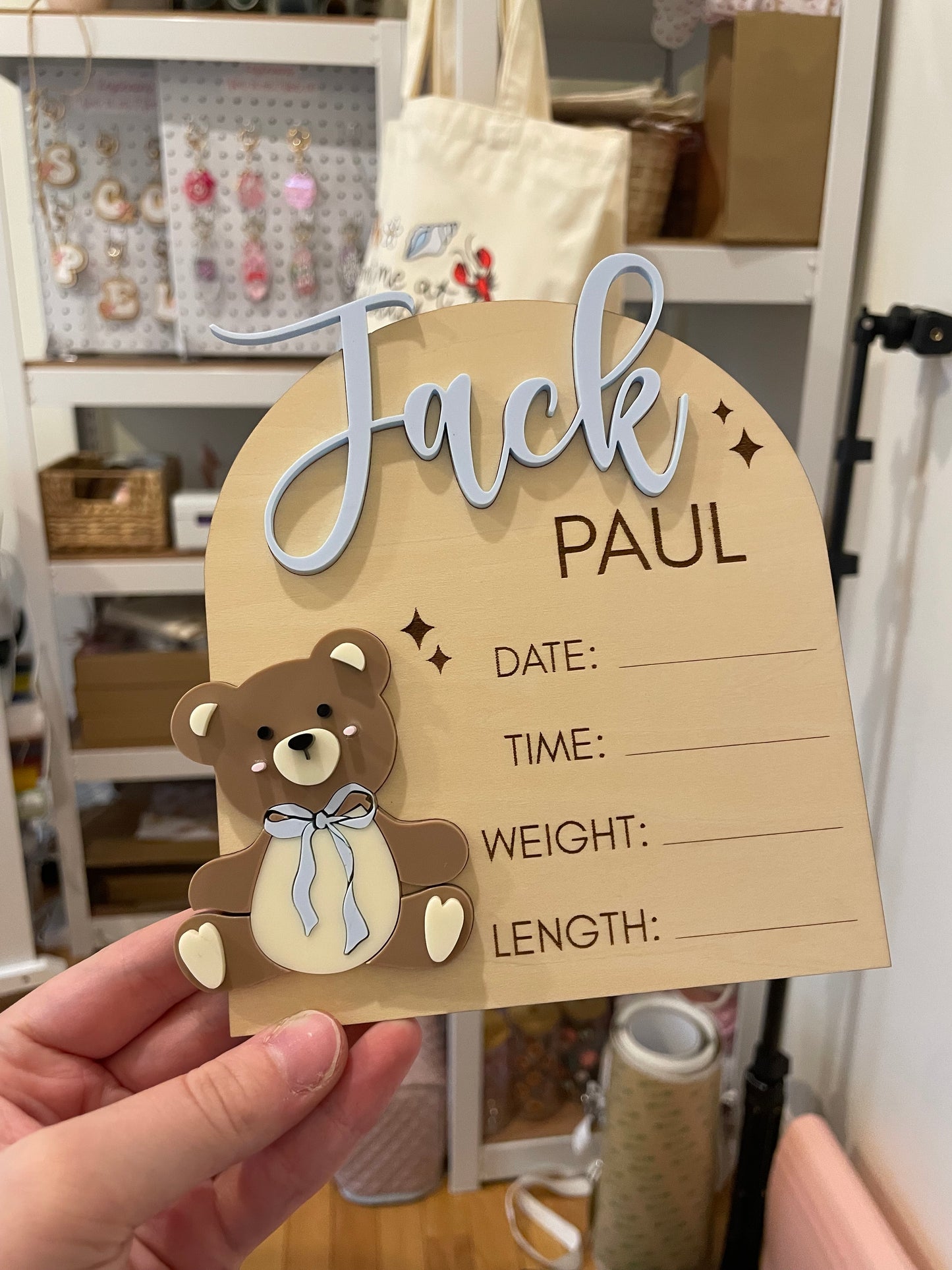 Custom Baby Announcement Teddy Bear Sign