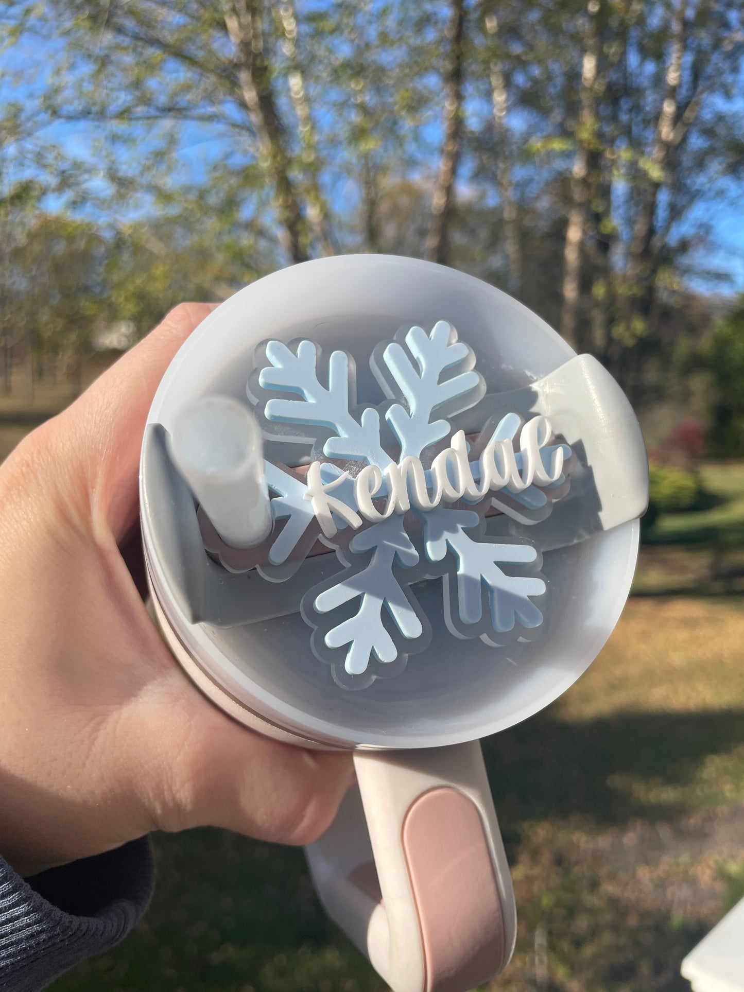 Sparkling Snowflake Custom Name 30 and 40 ounce Stanley Topper for Waterbottles