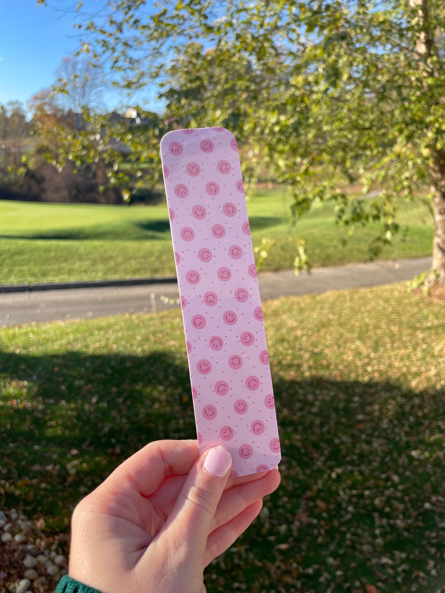 3 Pack of Hand Drawn Bookmarks - Pretty Pink Checkers, Cute Smiley, and Blooming Flowers