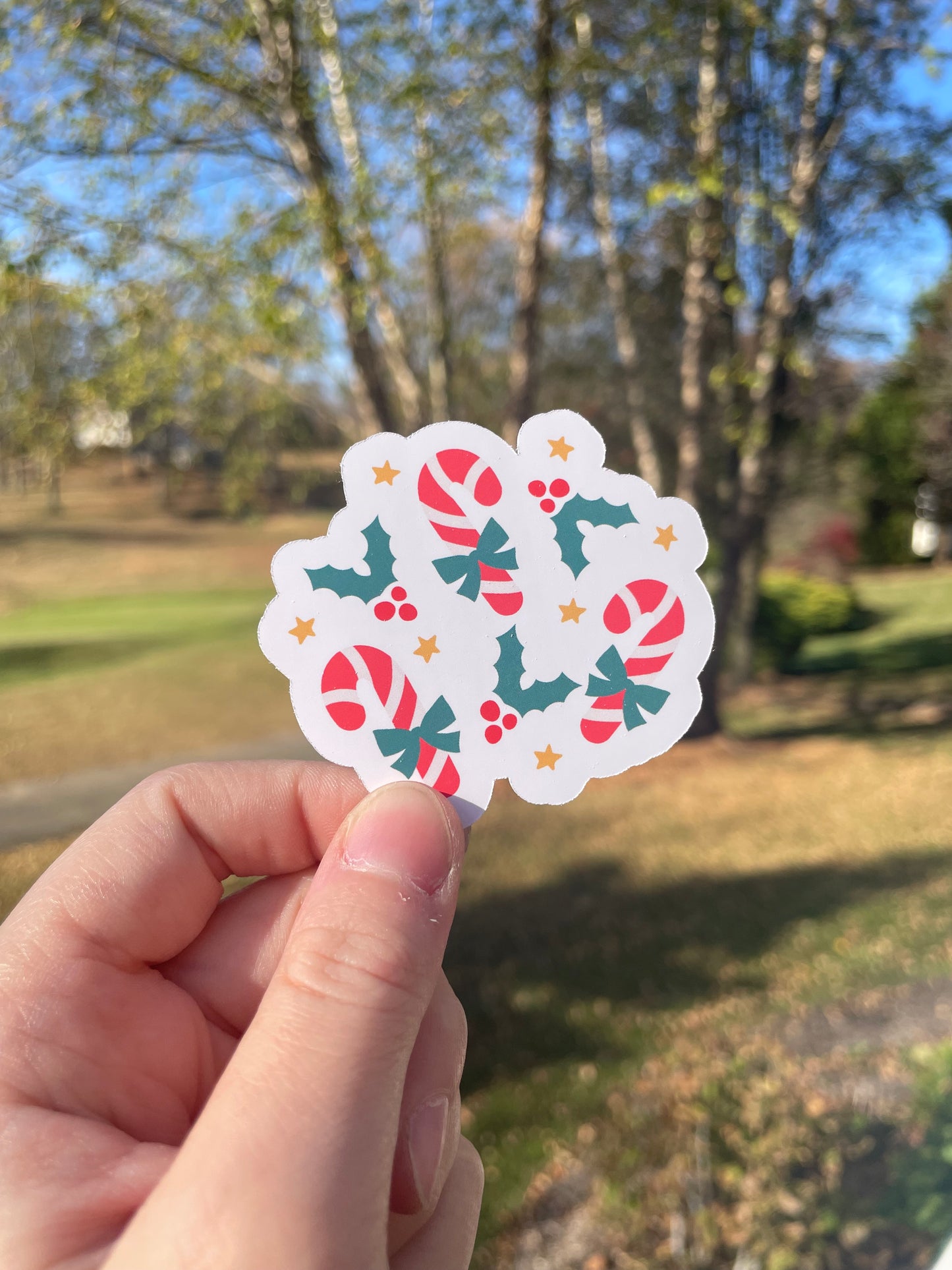 Festive Candy Canes Matte Die Cut Sticker