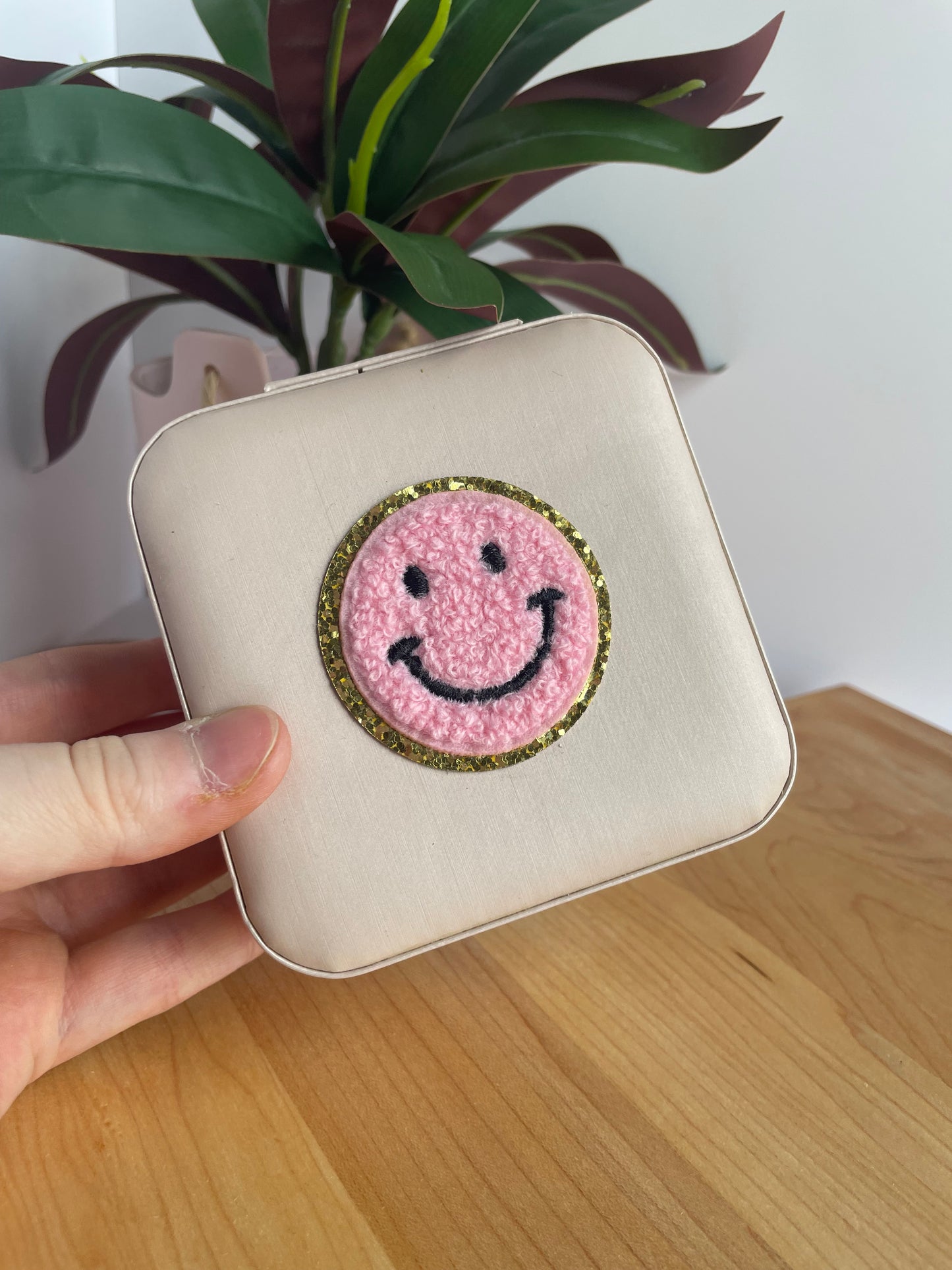 Colorful Smiley Faces Light Pink Jewelry Boxes