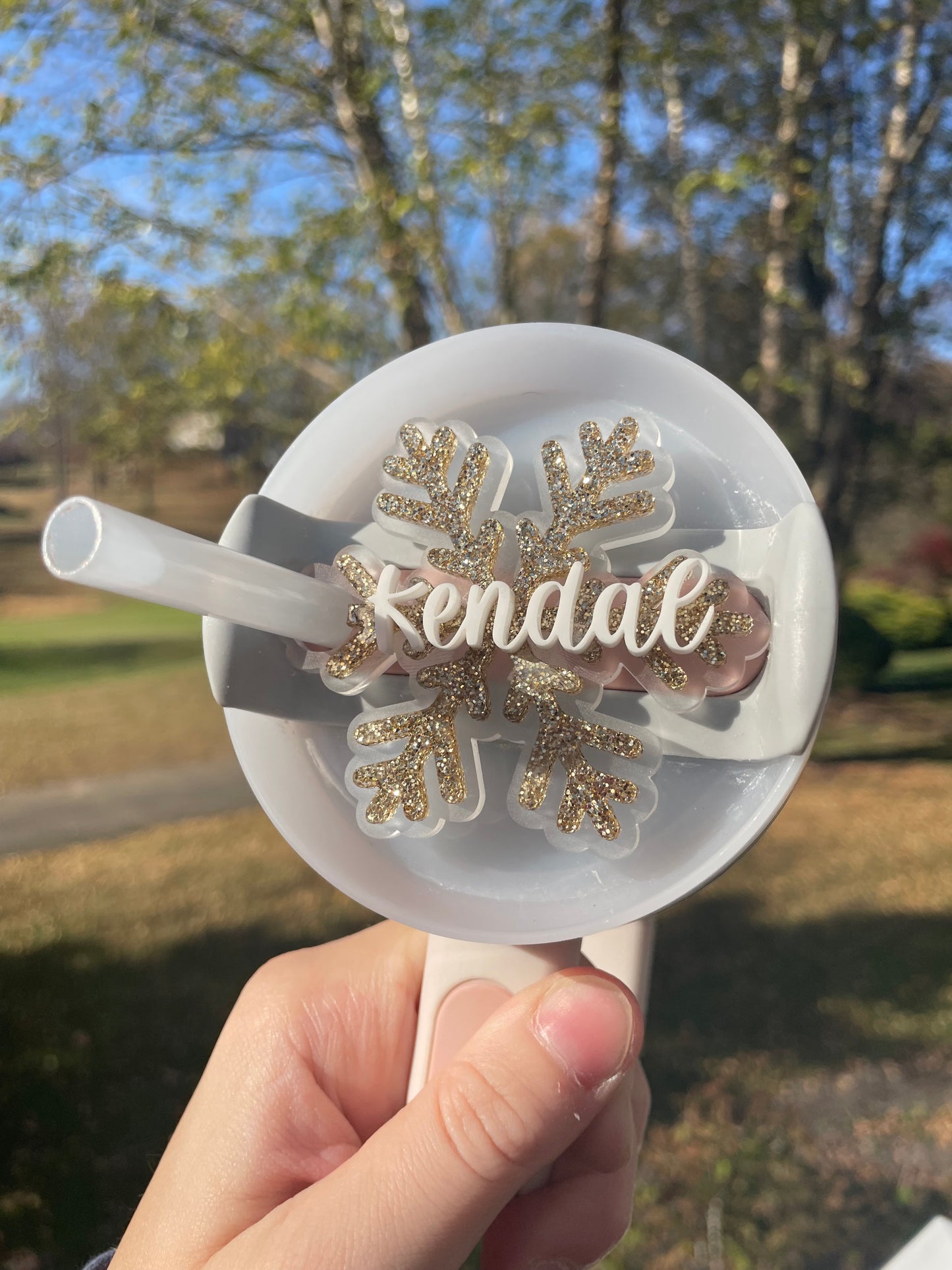 Sparkling Snowflake Custom Name 30 and 40 ounce Stanley Topper for Waterbottles