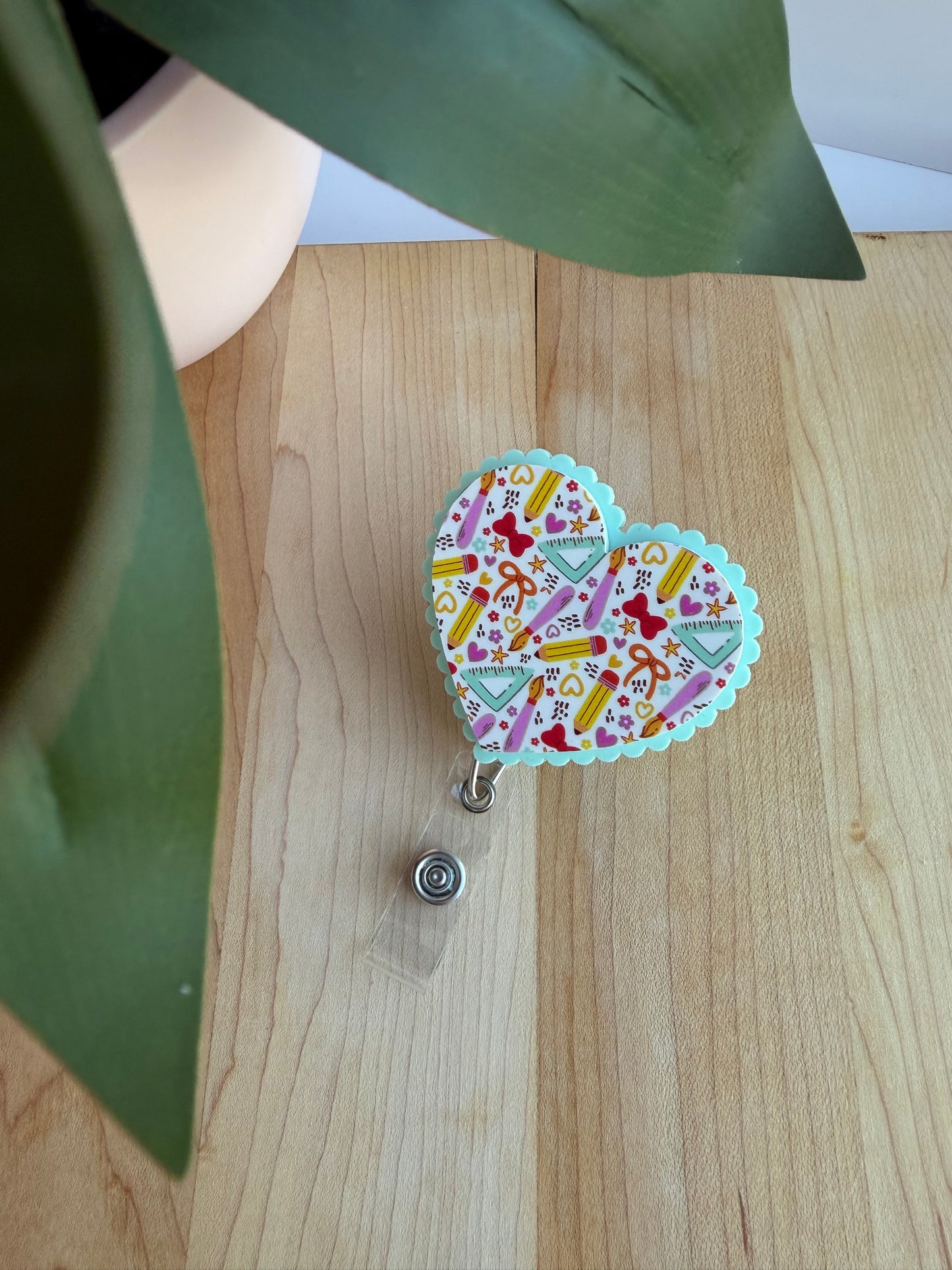 Teacher Doodles Acrylic Badge Reel