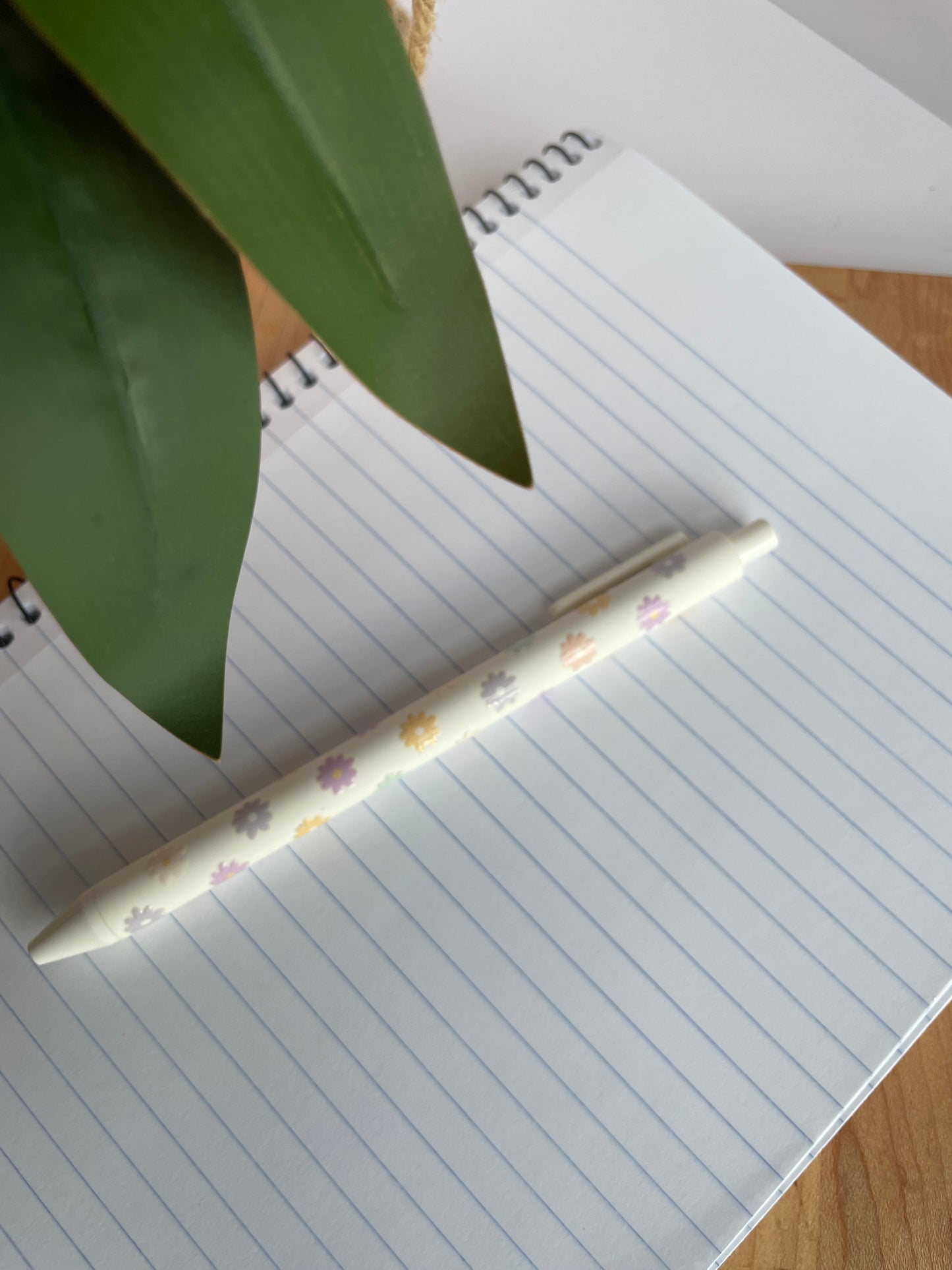 Colorful Flowers Black Ballpoint Pen