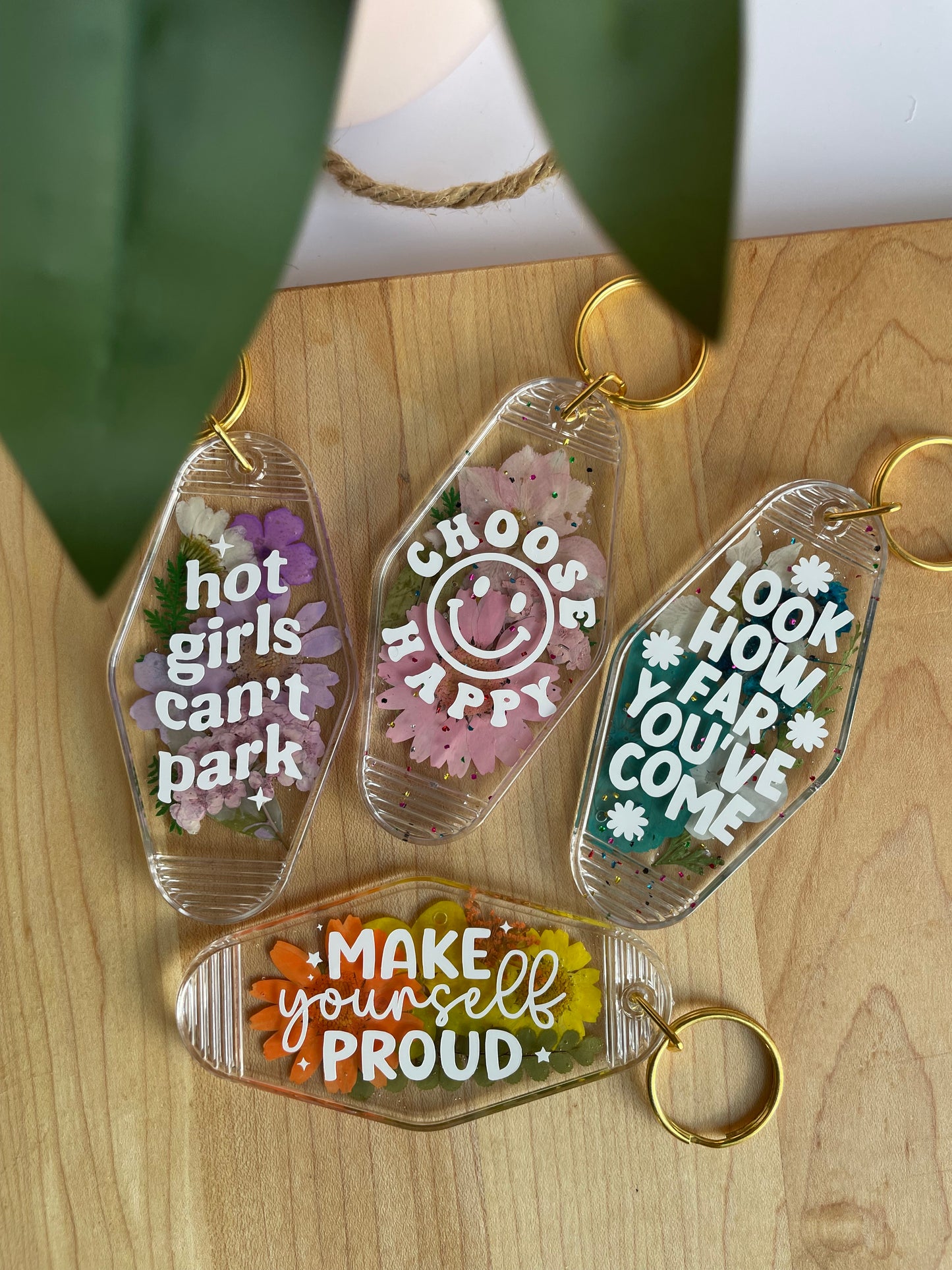 Colorful Dried Flower Clear Acrylic Keychains