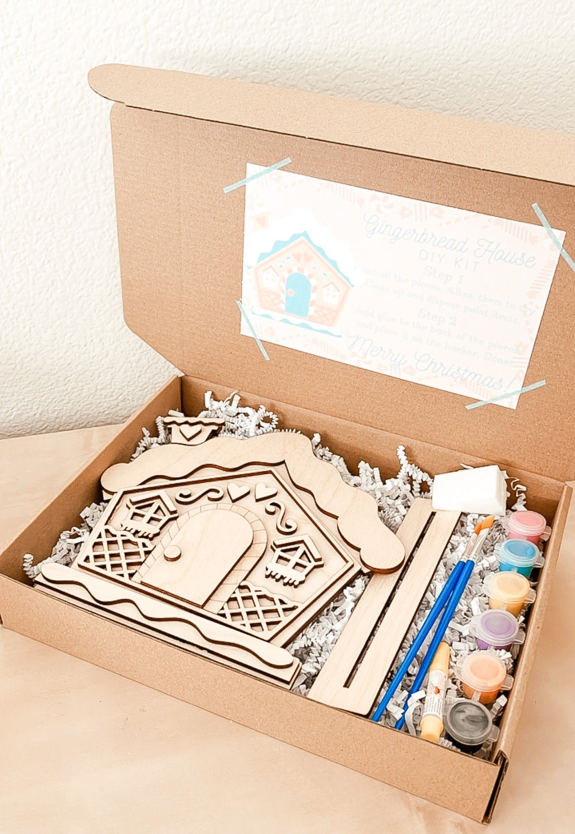 Paint Your Own Holiday Wooden Gingerbread House with Paints and Paintbrushes Included
