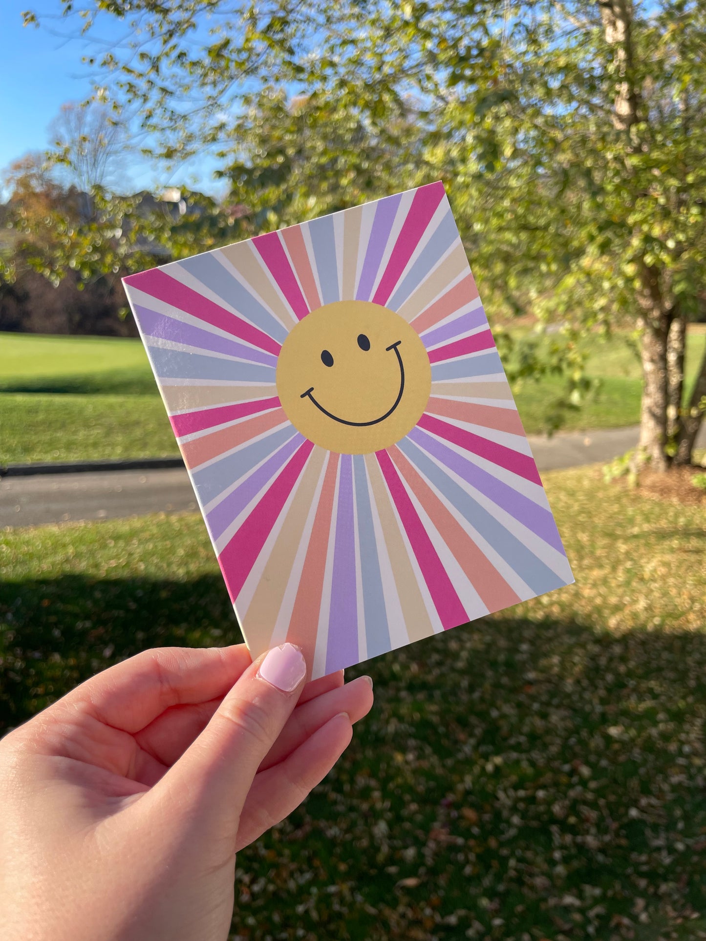 Rainbow Smiley Blank Greeting Card with White Envelope