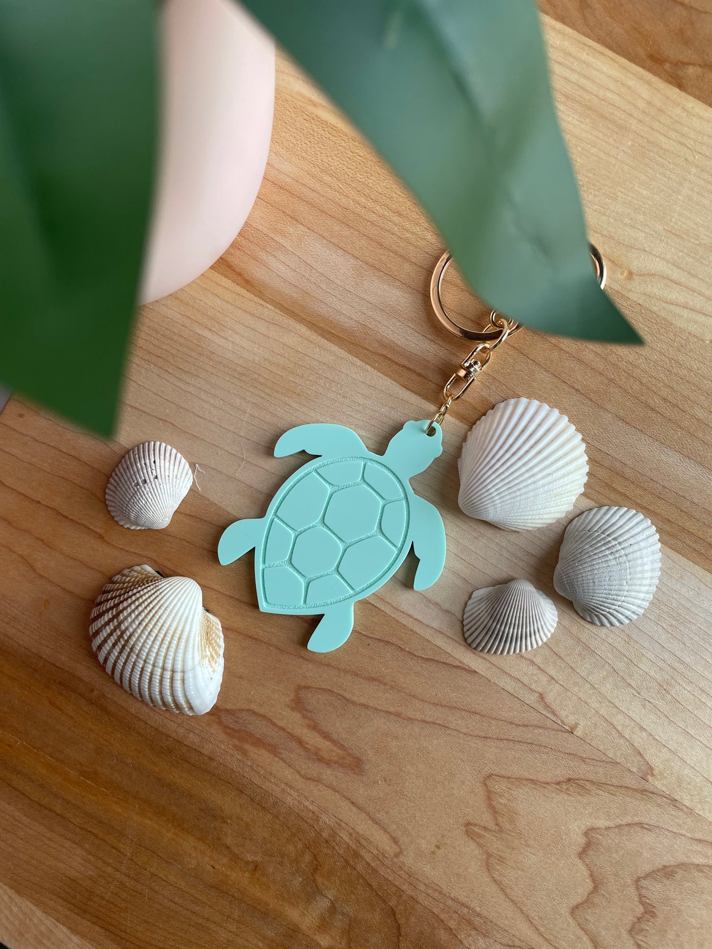 Custom Turtle Keychain with Gold Features