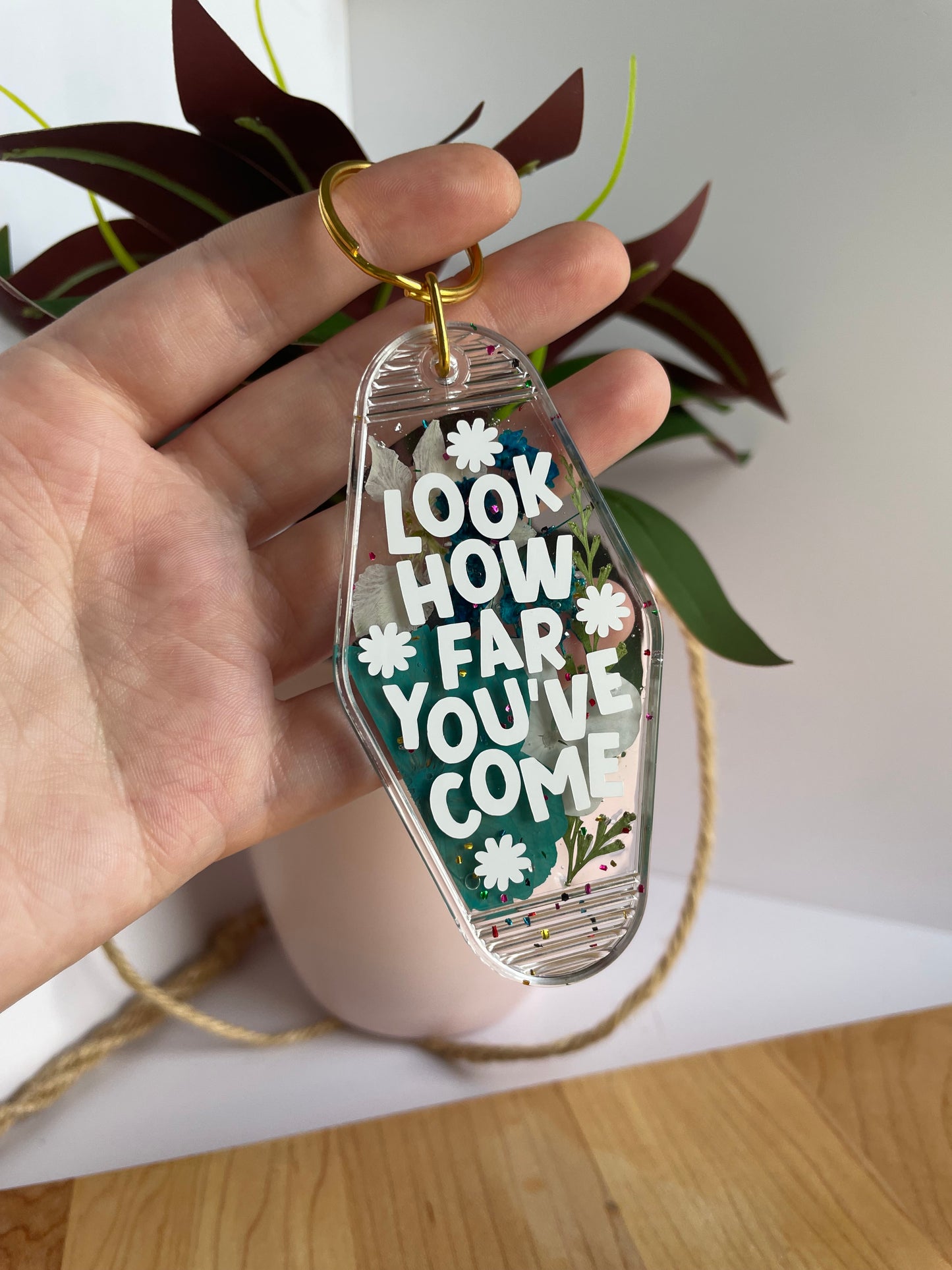 Colorful Dried Flower Clear Acrylic Keychains