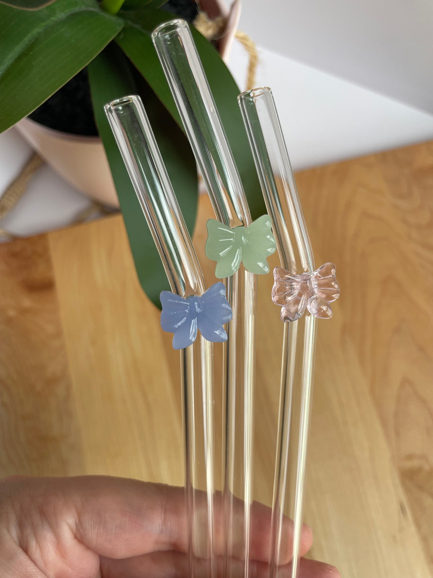 Colorful Bows Glass Straws
