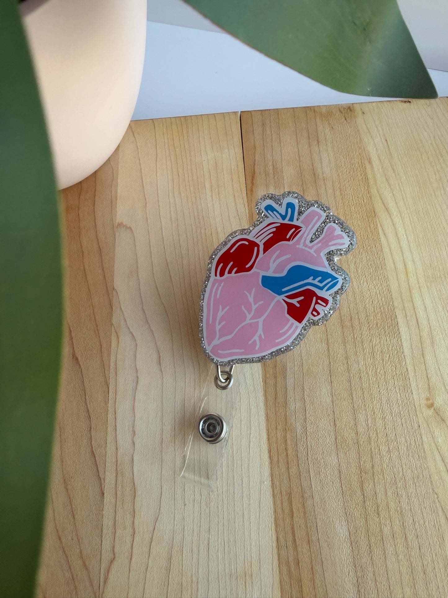 Anatomical Heart Acrylic Badge Reel