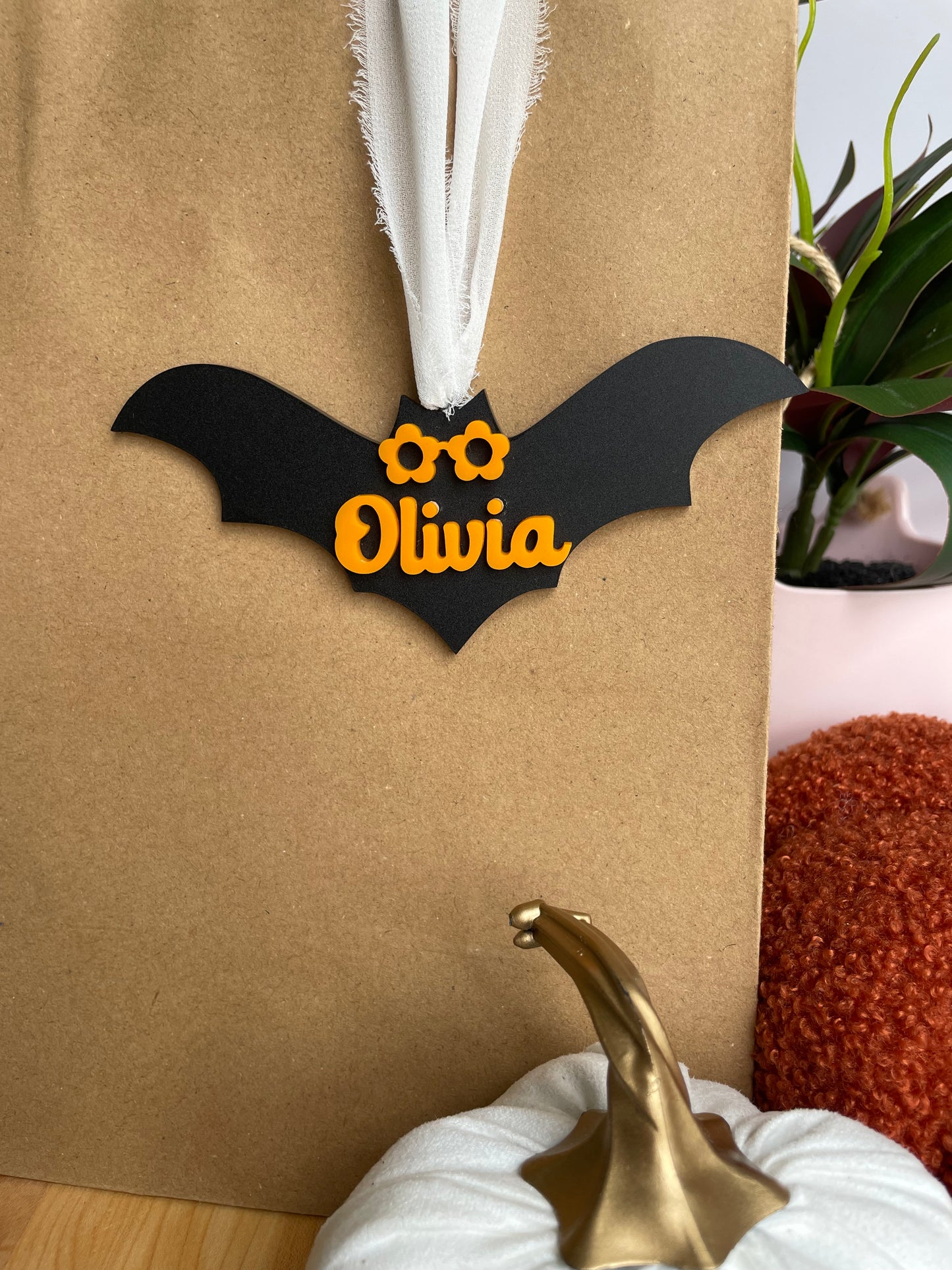 Groovy Black Bat Acrylic Gift Tag