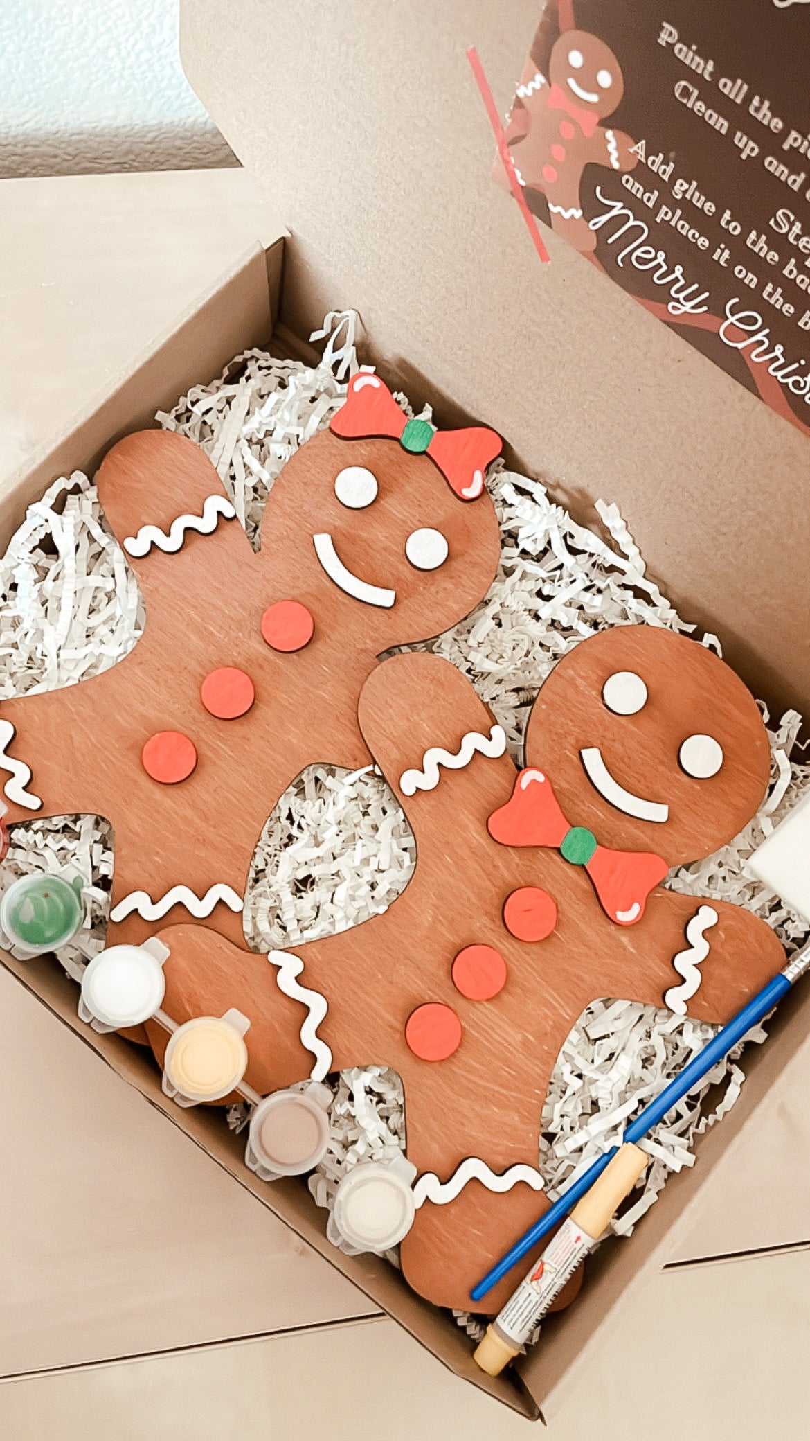 Paint Your Own Wooden Gingerbread Cookies with Paint and Paintbrushes Included