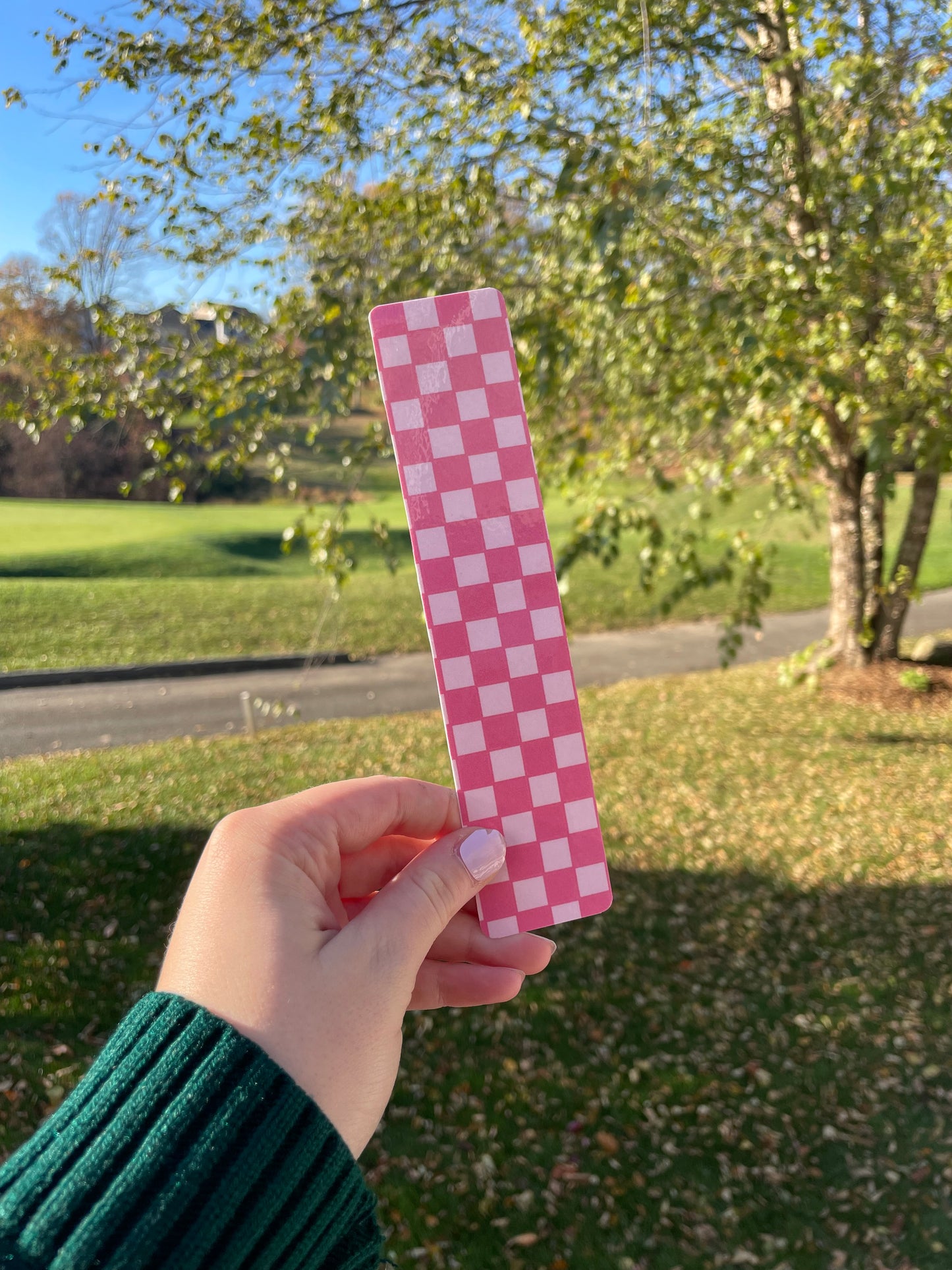3 Pack of Hand Drawn Bookmarks - Pretty Pink Checkers, Cute Smiley, and Blooming Flowers