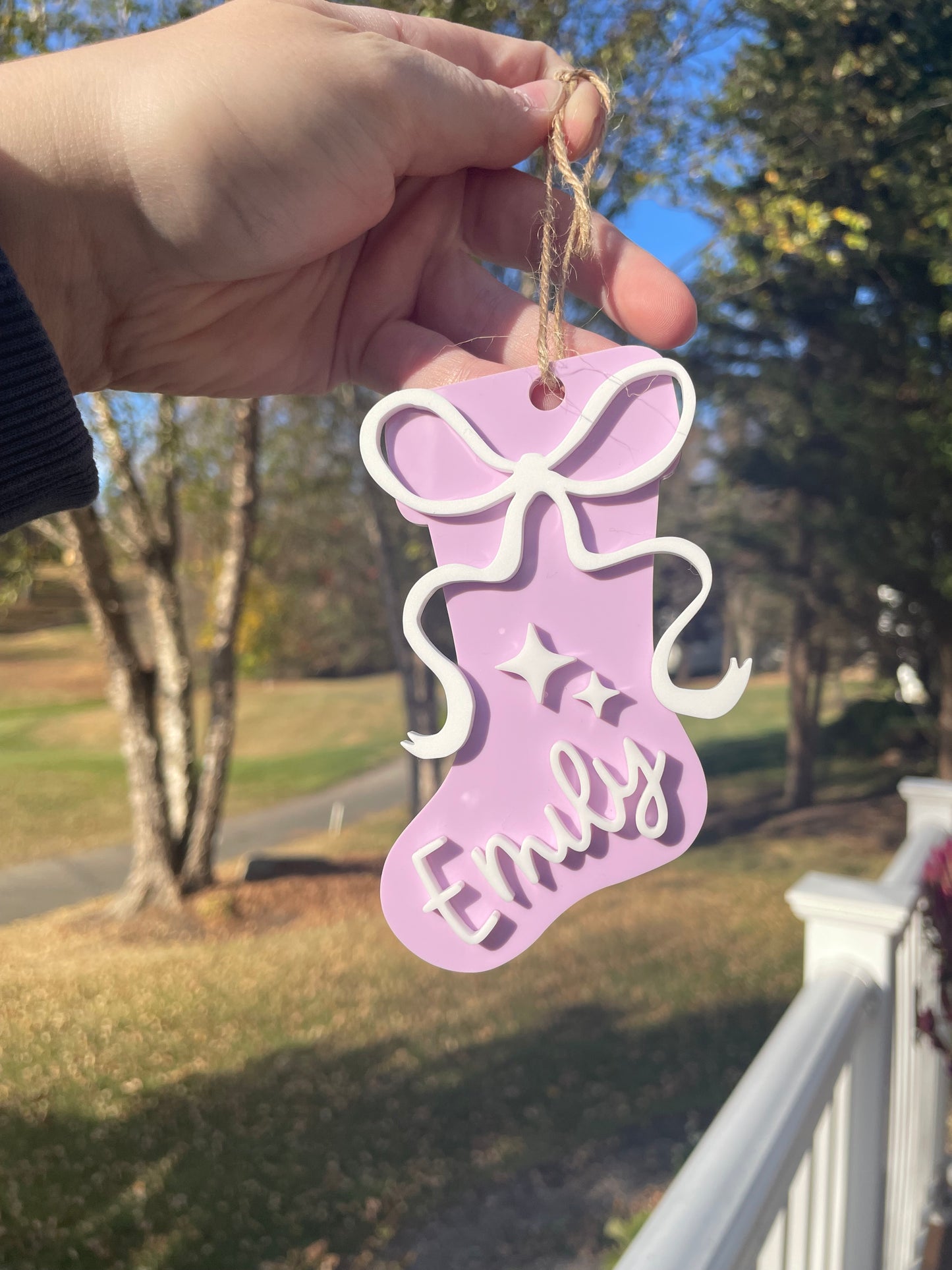 Holiday Stocking Custom Name Gift Tag with Twine