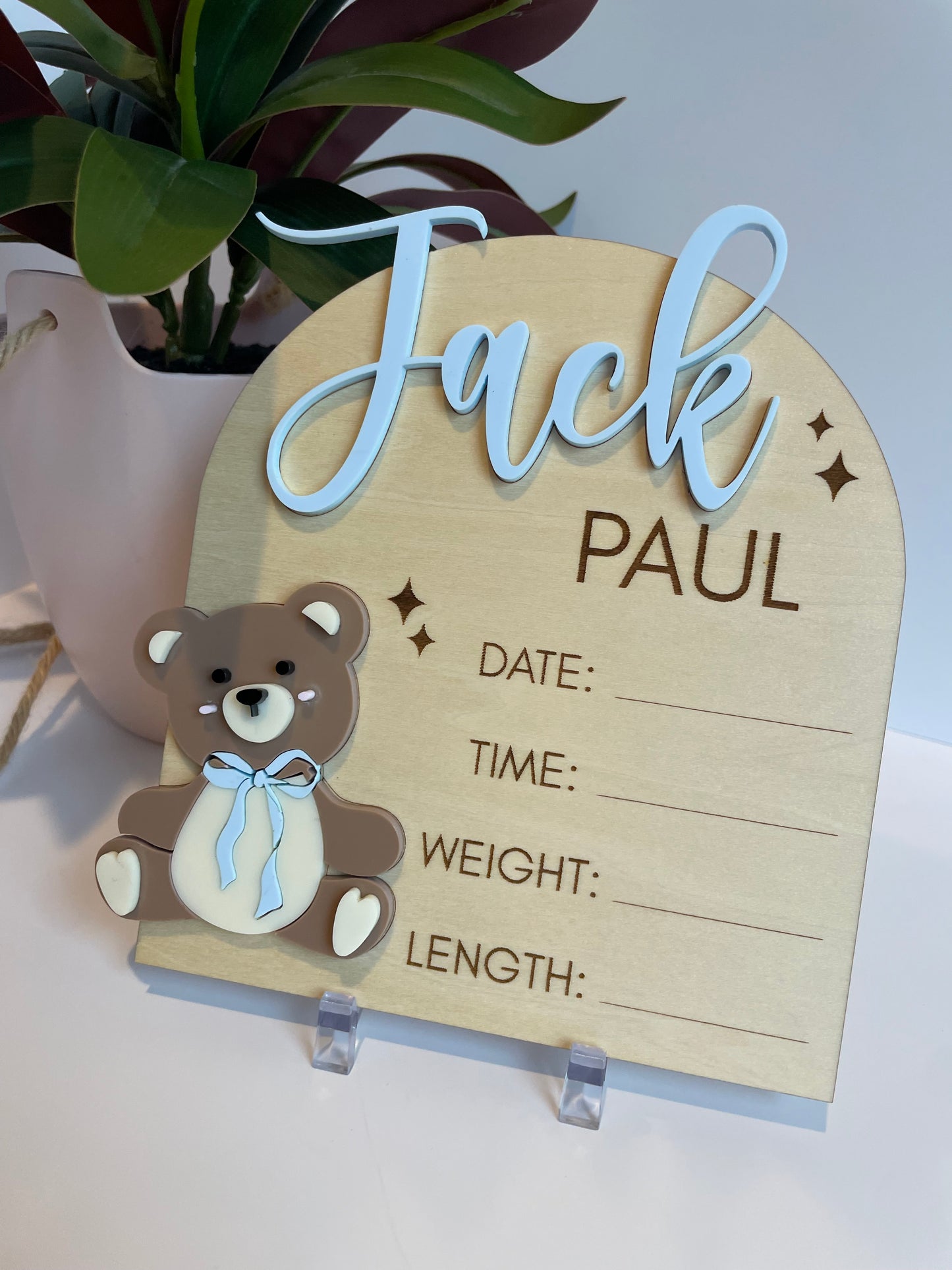 Custom Baby Announcement Teddy Bear Sign