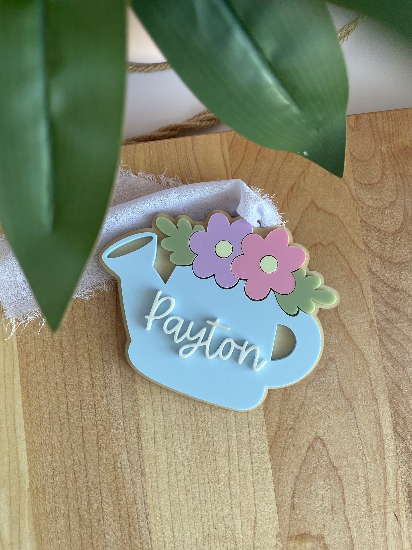 Blooming Watering Can Acrylic Gift Tag