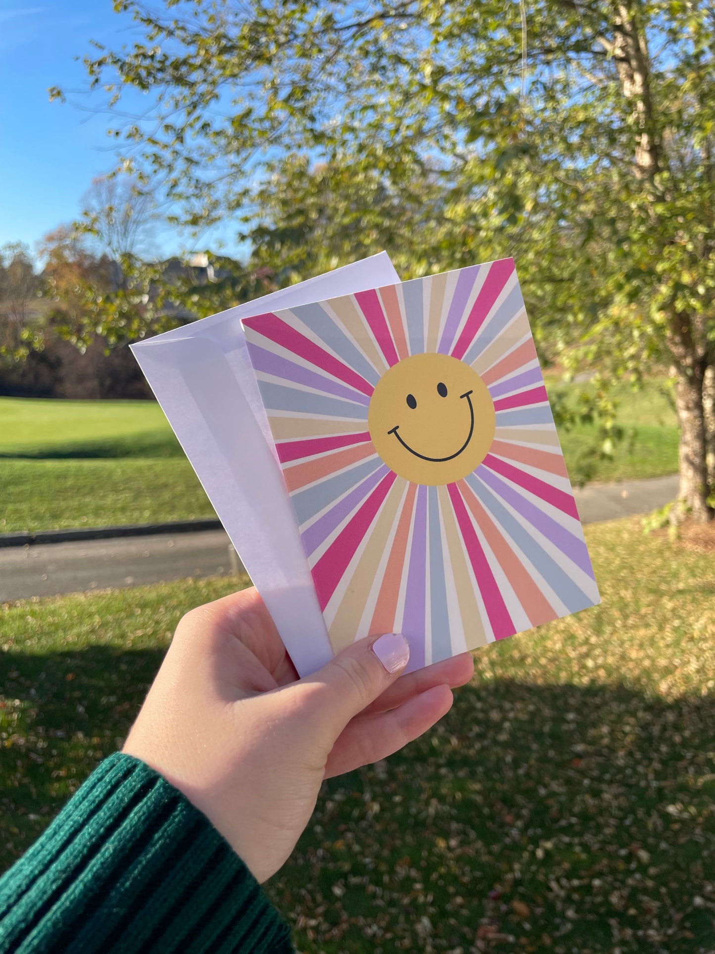 Rainbow Smiley Blank Greeting Card with White Envelope