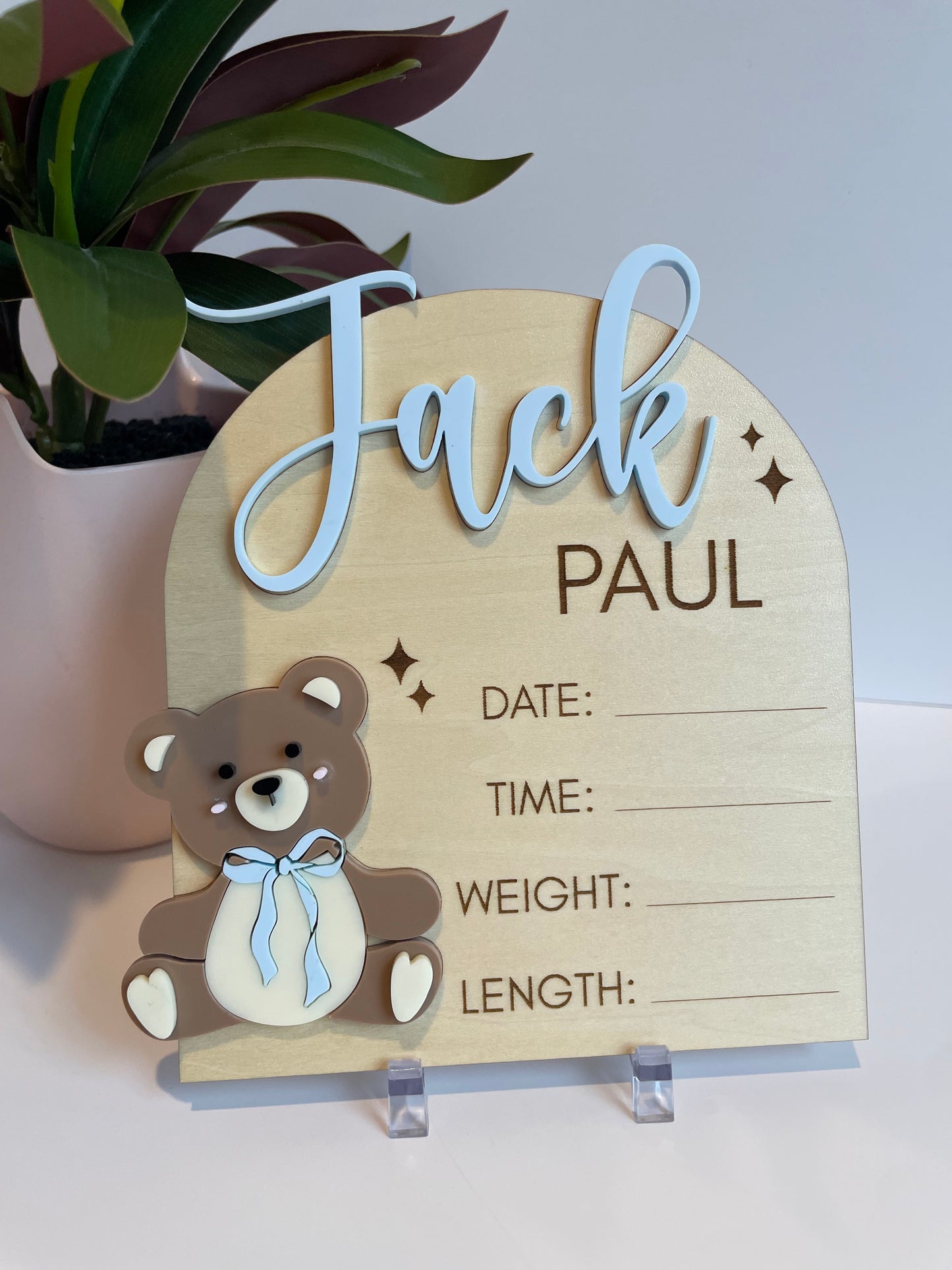 Custom Baby Announcement Teddy Bear Sign