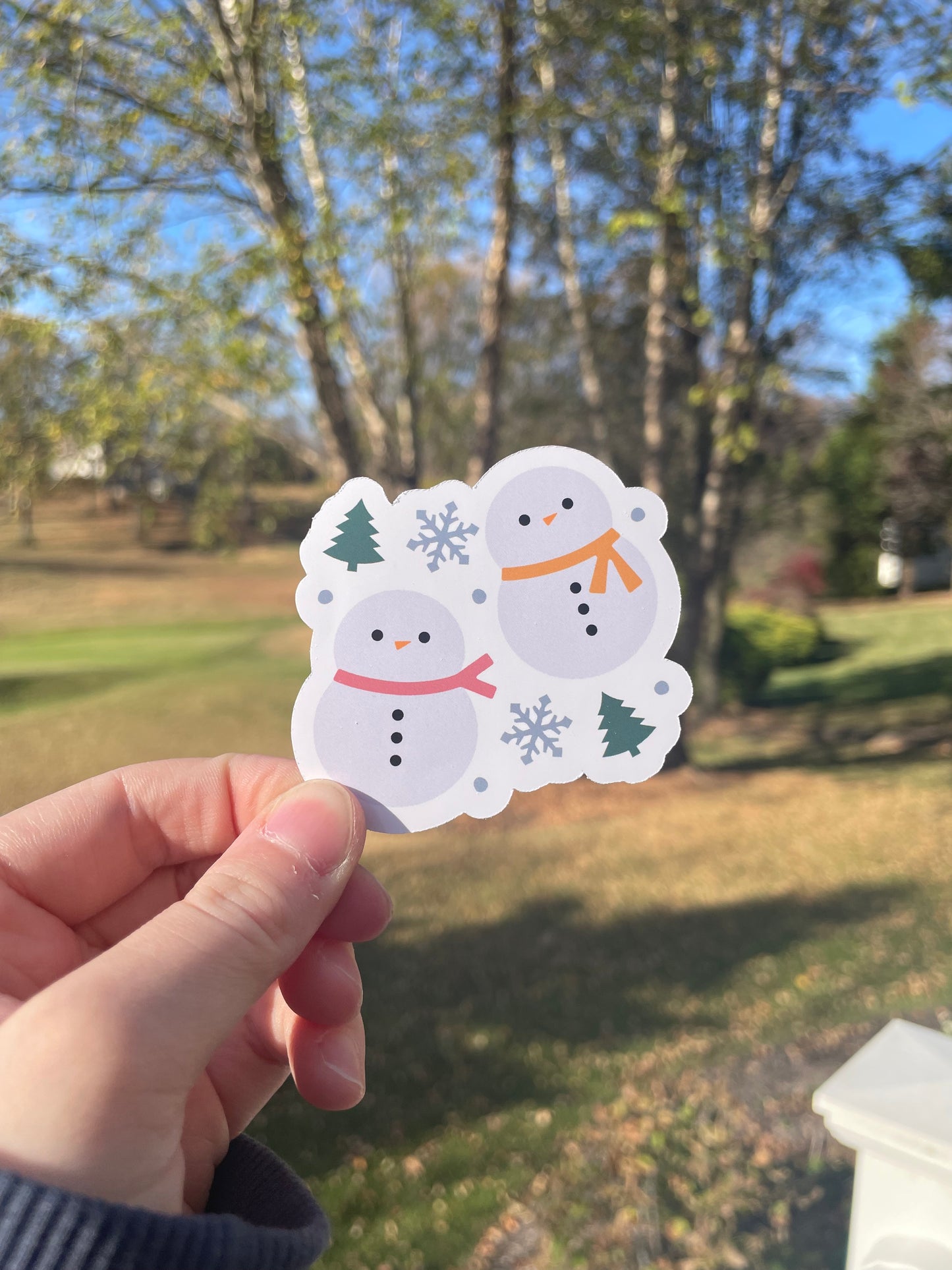 Winter Snowmen Holiday Matte Die Cut Sticker