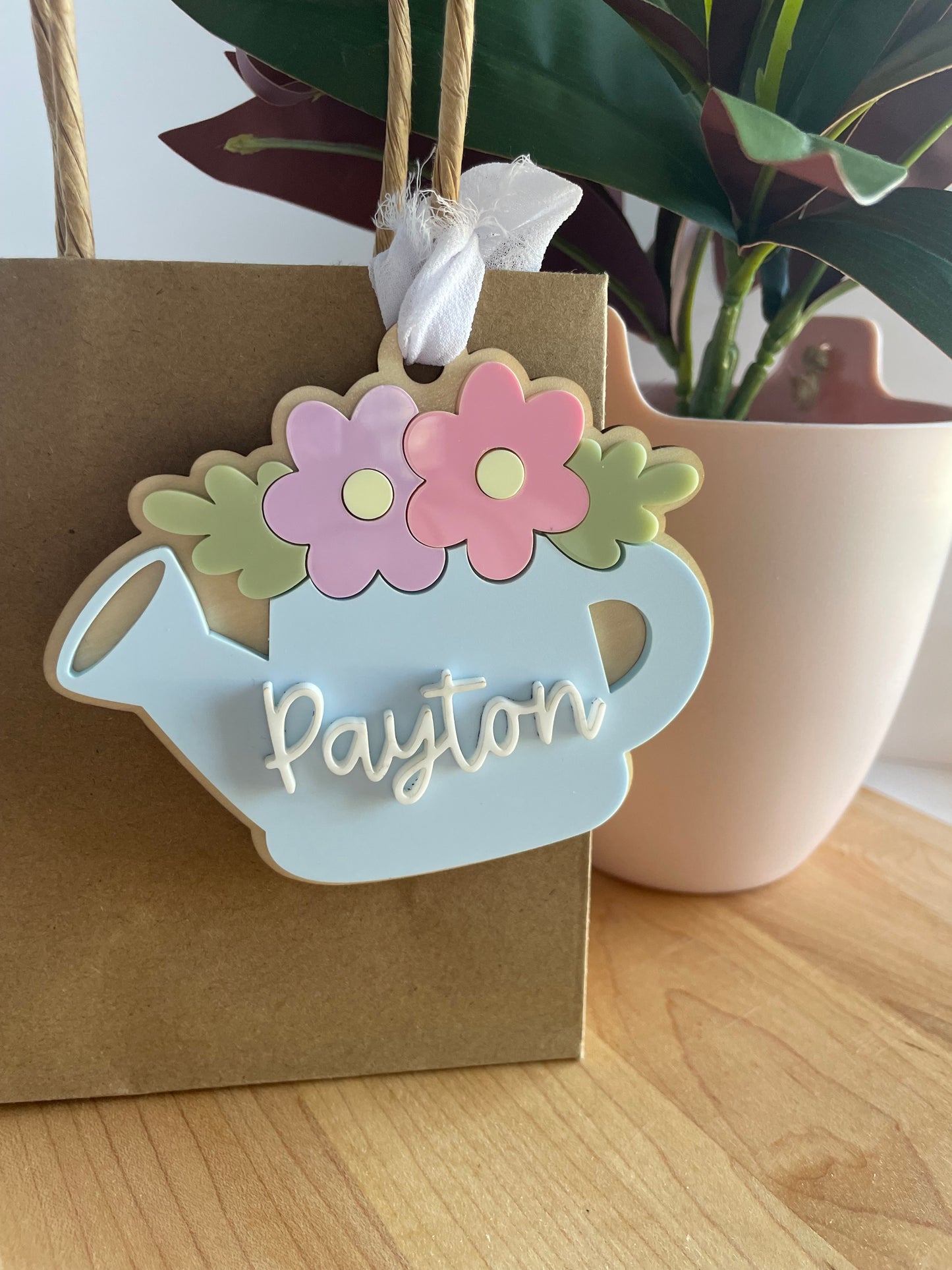 Blooming Watering Can Acrylic Gift Tag