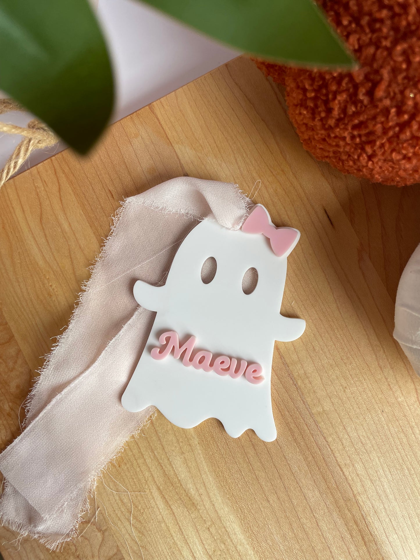 Cute Ghostie with a Bow Acrylic Gift Tag