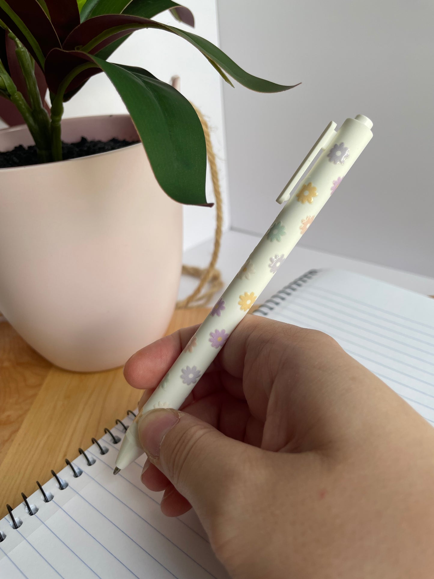 Colorful Flowers Black Ballpoint Pen