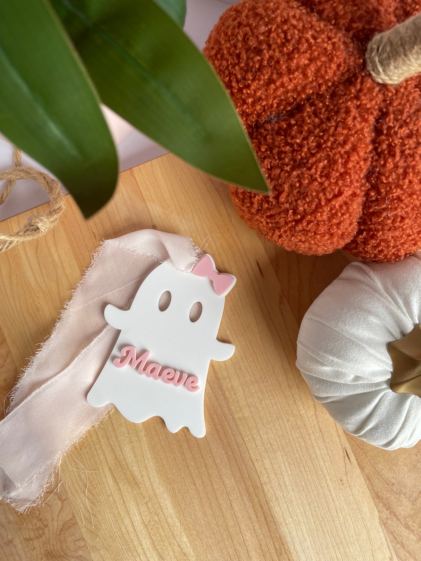 Cute Ghostie with a Bow Acrylic Gift Tag