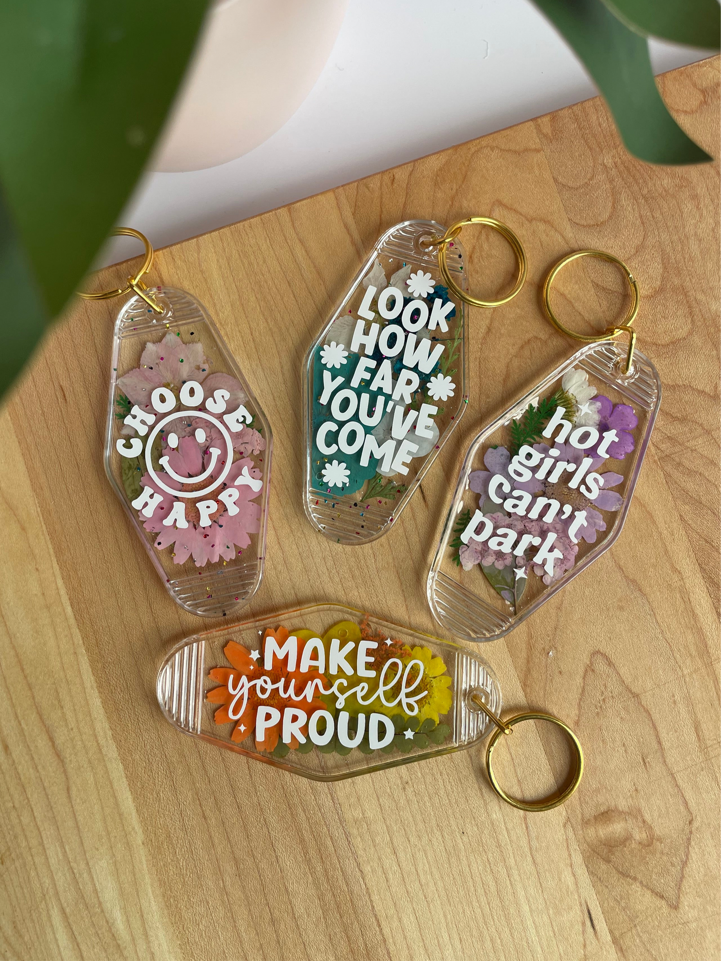 Colorful Dried Flower Clear Acrylic Keychains