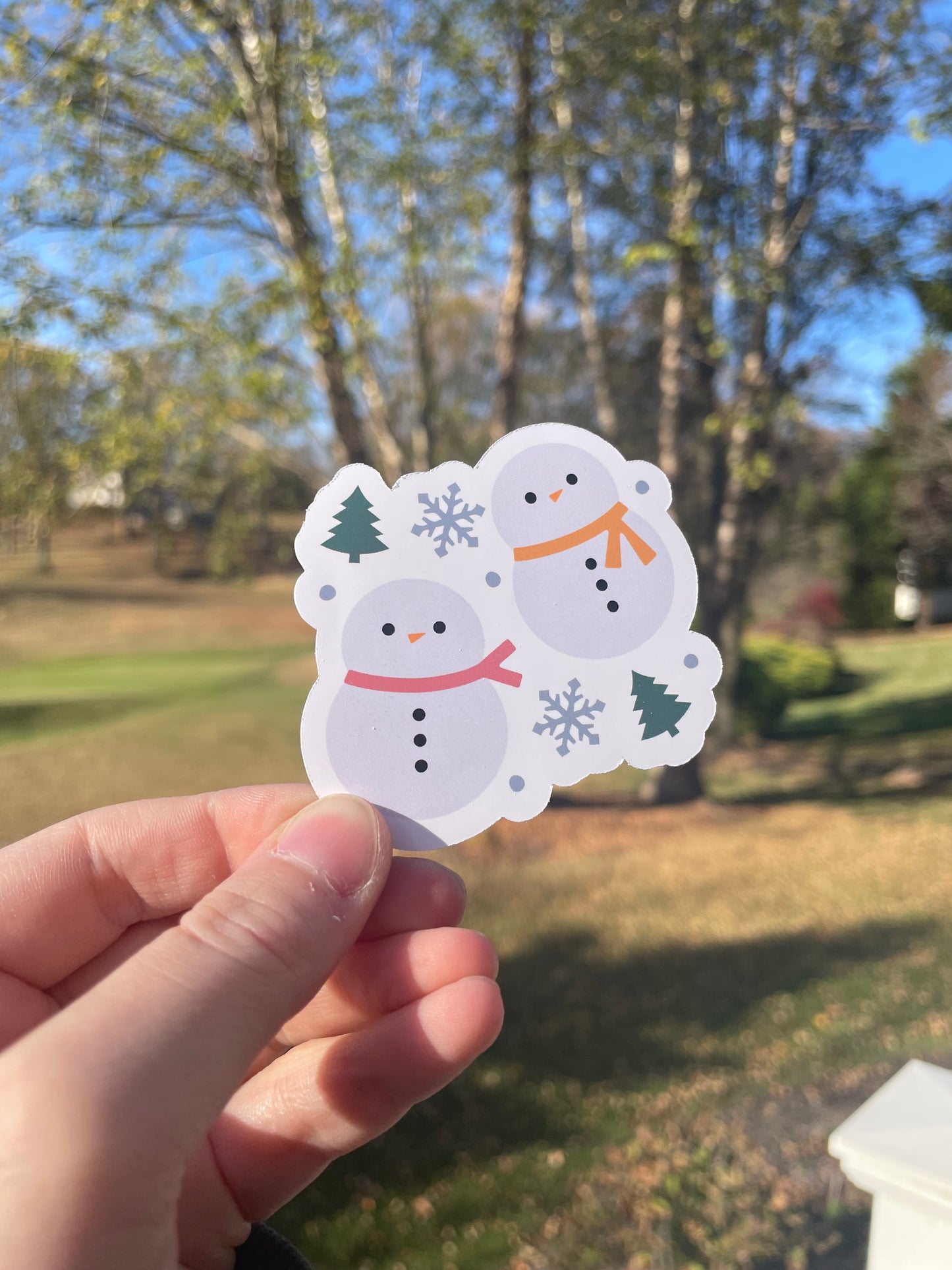 Winter Snowmen Holiday Matte Die Cut Sticker