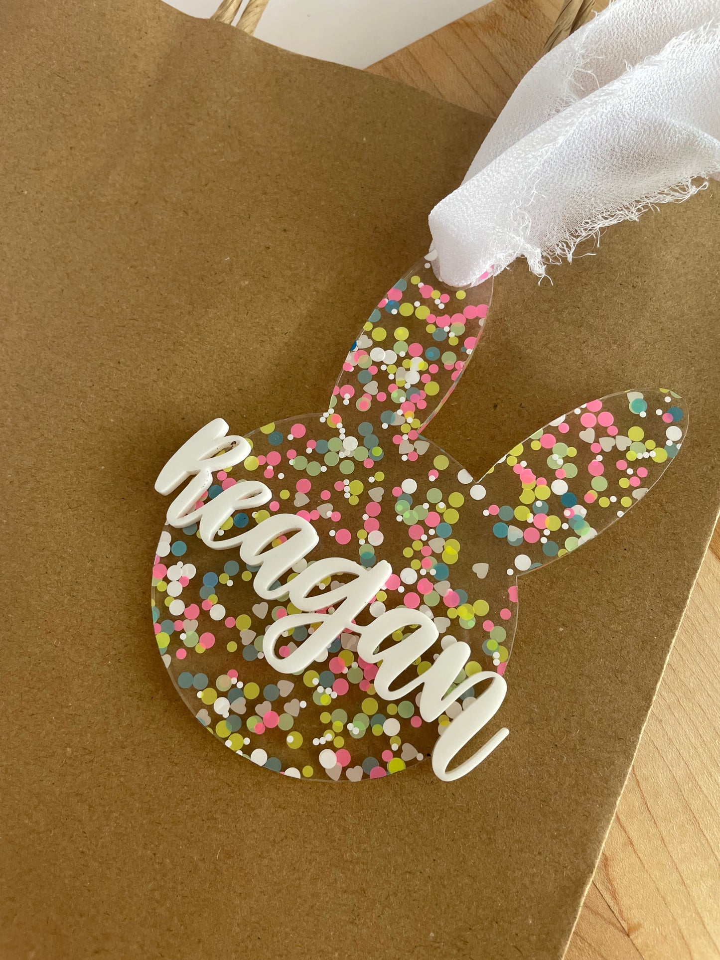 Pastel Confetti Bunny Gift Tag