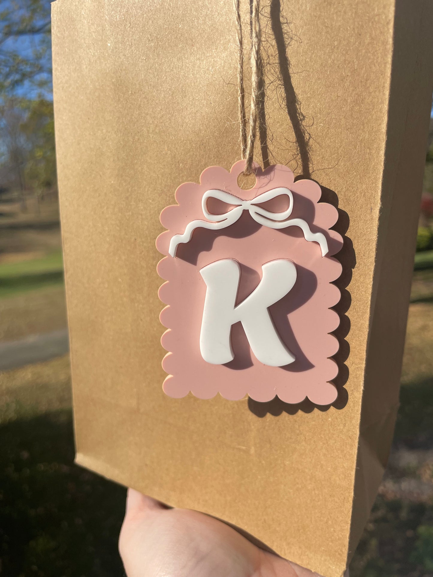 Scalloped Pastel Bow Gift Tag with Twine