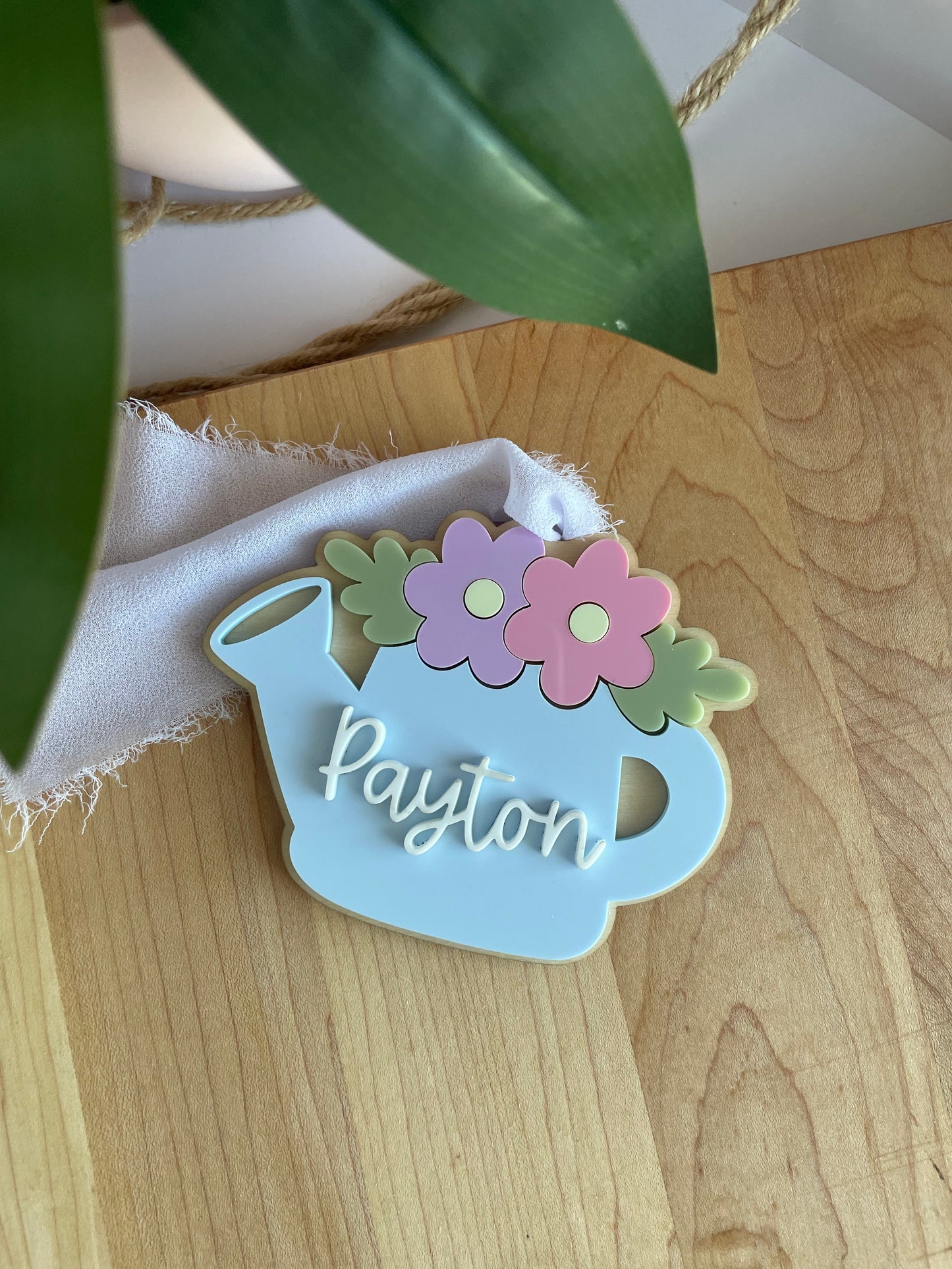 Blooming Watering Can Acrylic Gift Tag
