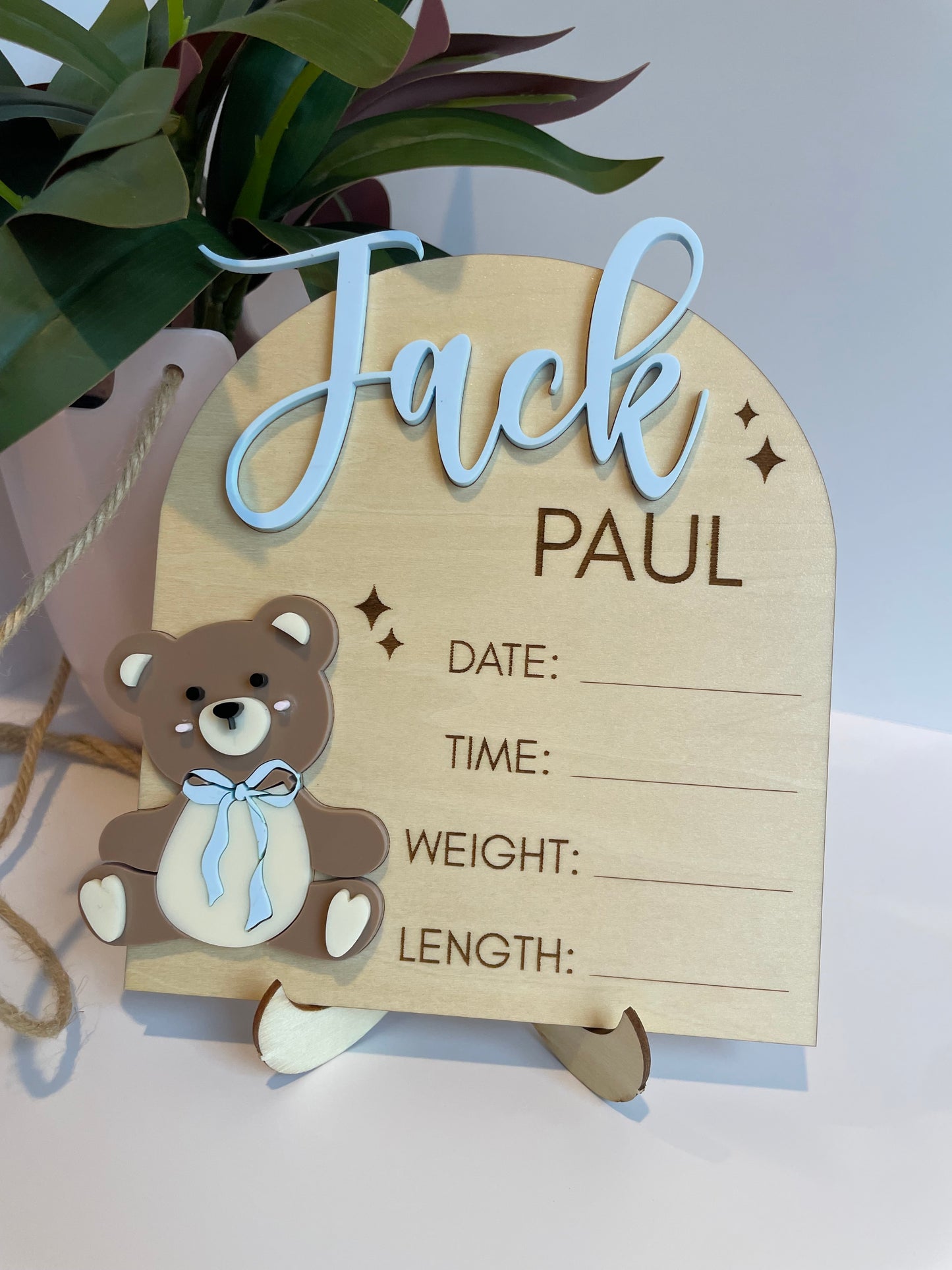Custom Baby Announcement Teddy Bear Sign