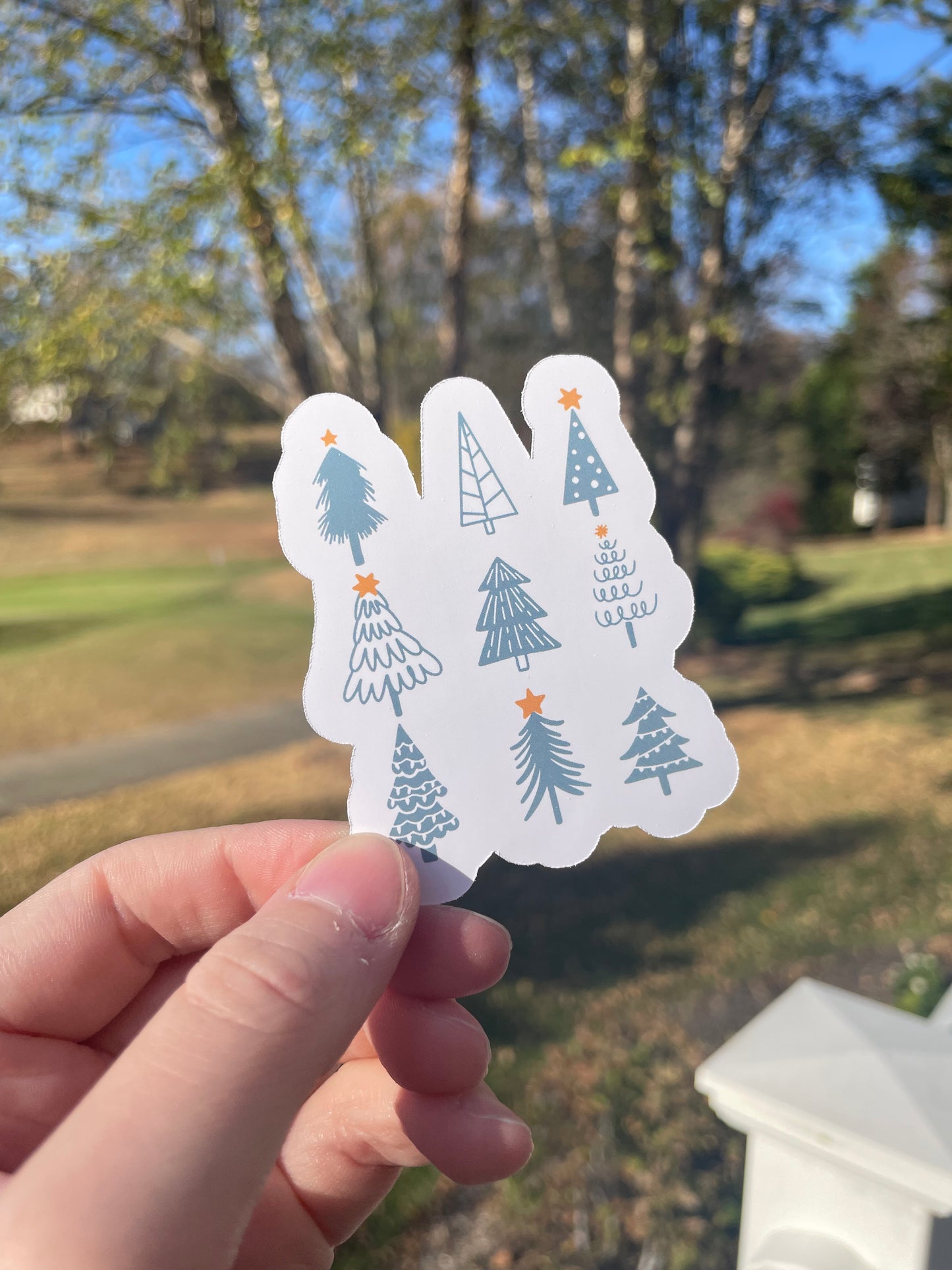Adorable Christmas Trees Matte Die Cut Sticker