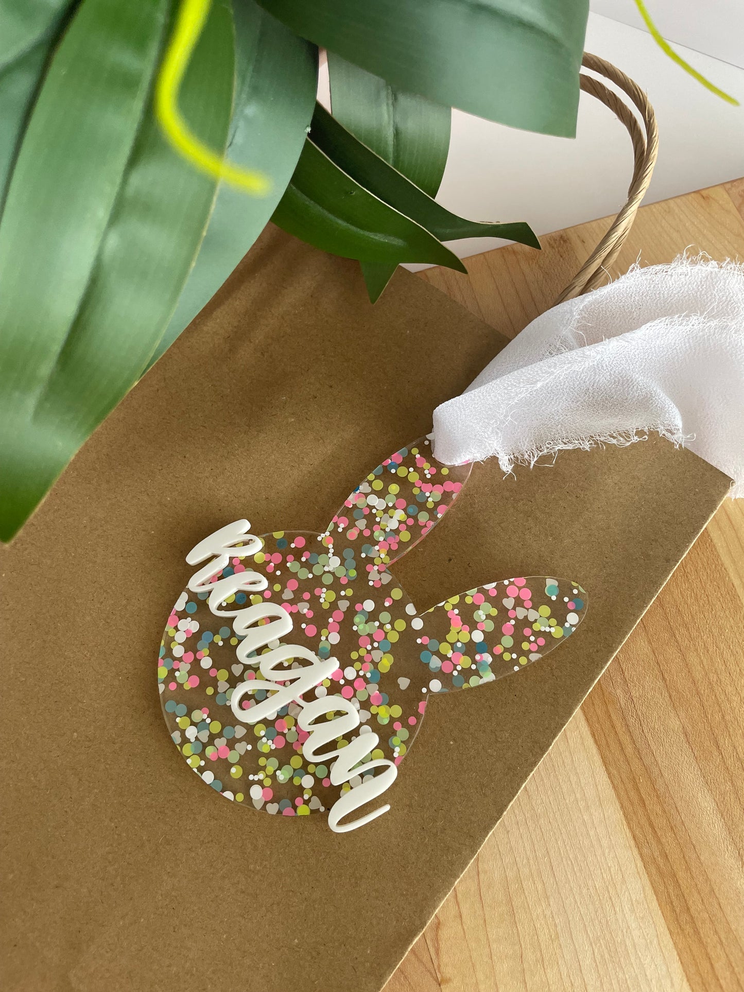 Pastel Confetti Bunny Gift Tag