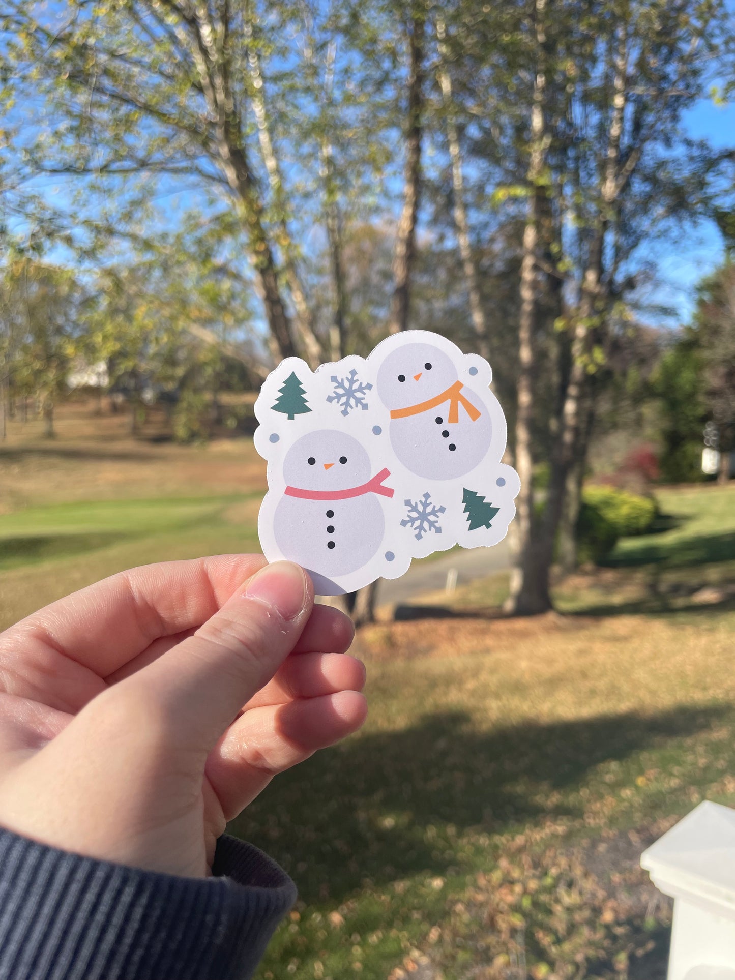Winter Snowmen Holiday Matte Die Cut Sticker