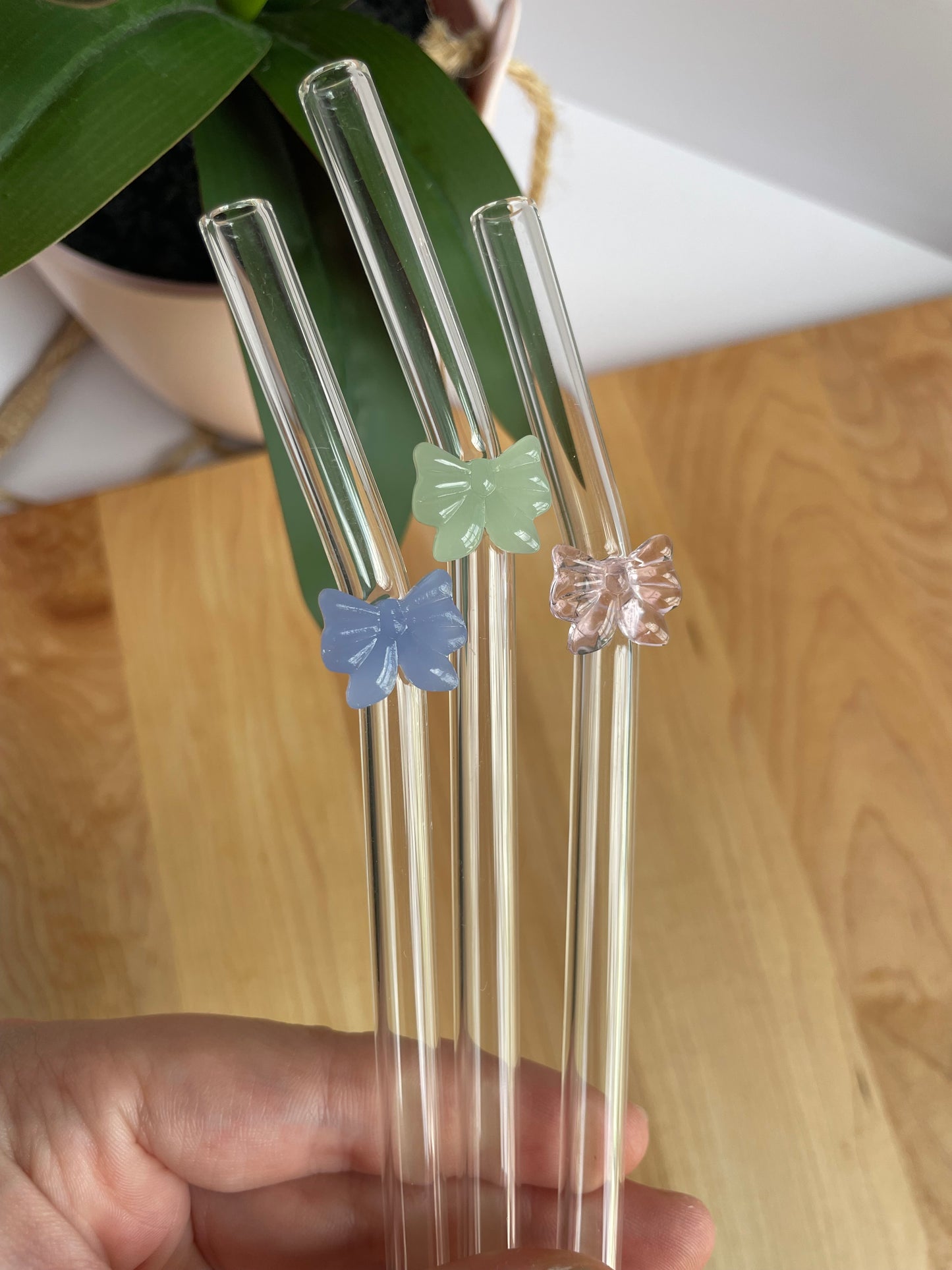 Colorful Bows Glass Straws