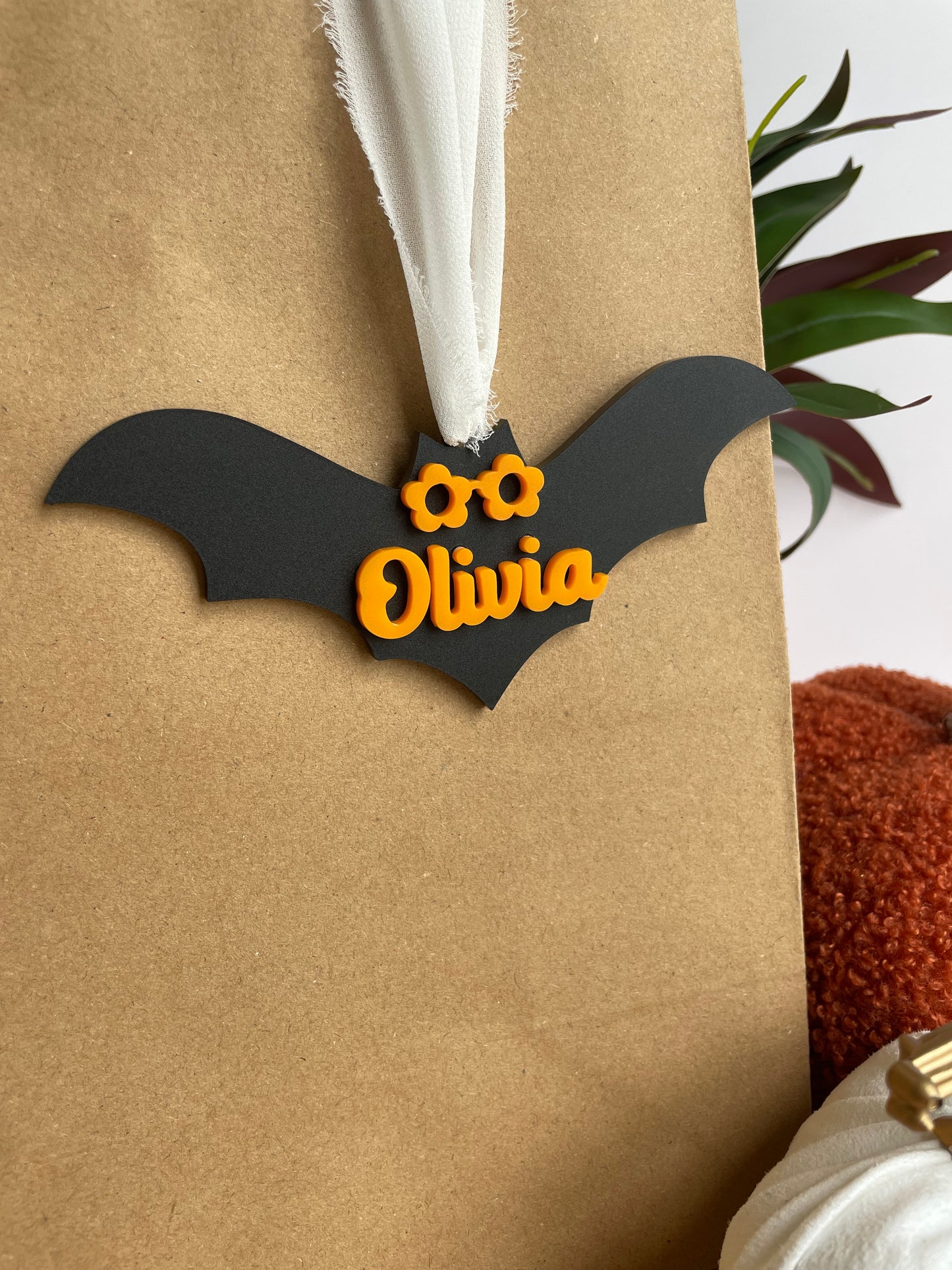 Groovy Black Bat Acrylic Gift Tag