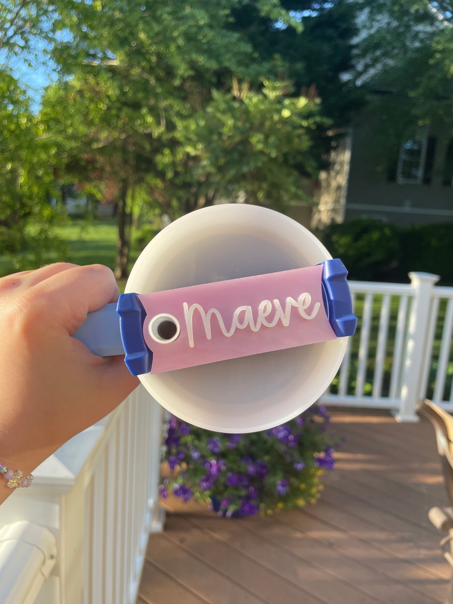 Pearl Pink and White Custom Name 30 and 40 ounce Stanley Topper