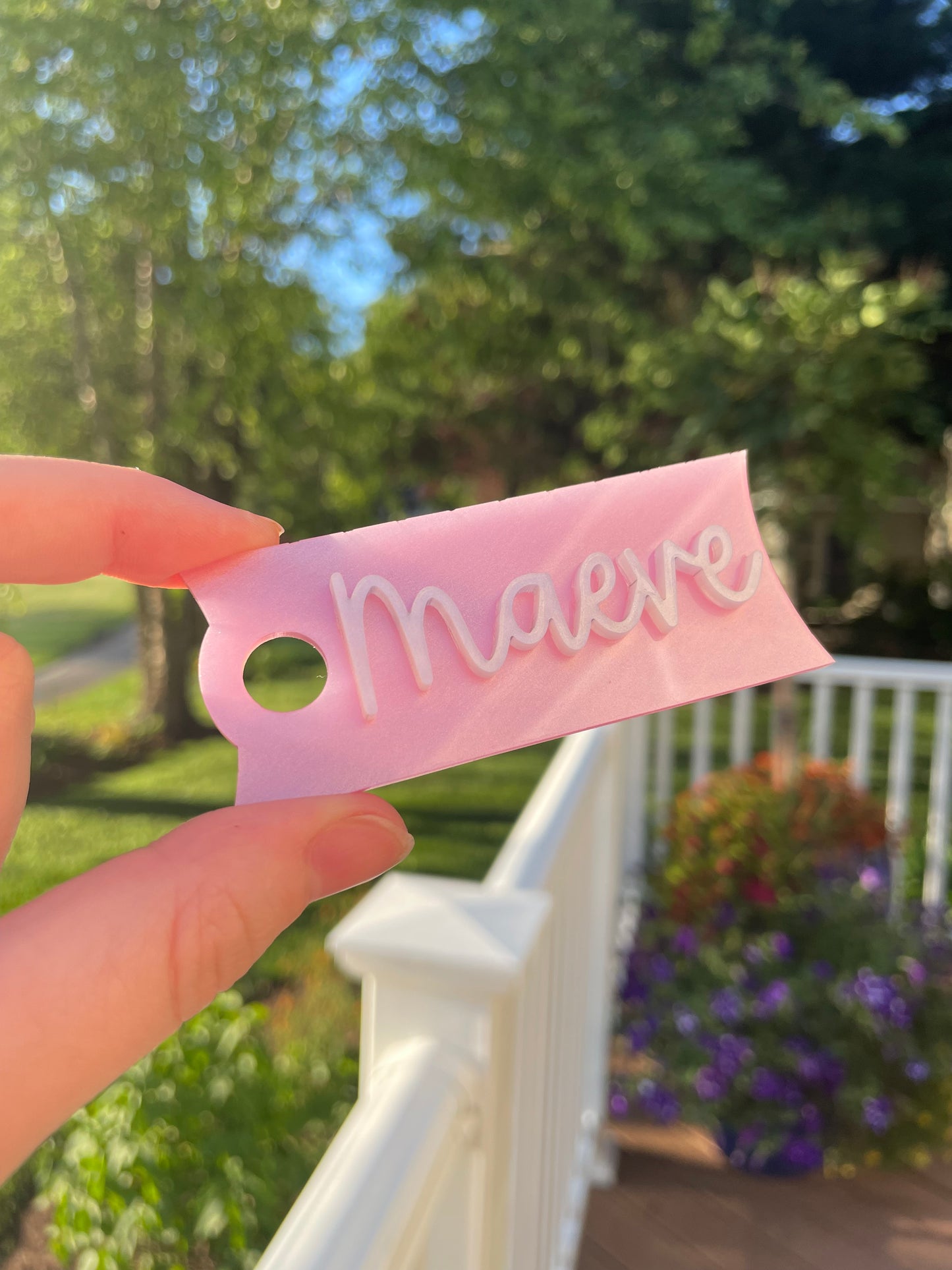 Pearl Pink and White Custom Name 30 and 40 ounce Stanley Topper